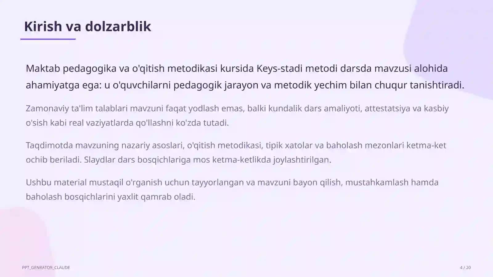 Keys-stadi metodi darsda 4