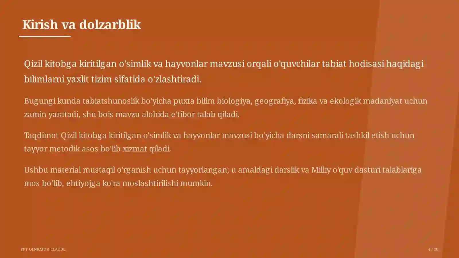 O'simlik va hayvonlar (4-sinf) 4