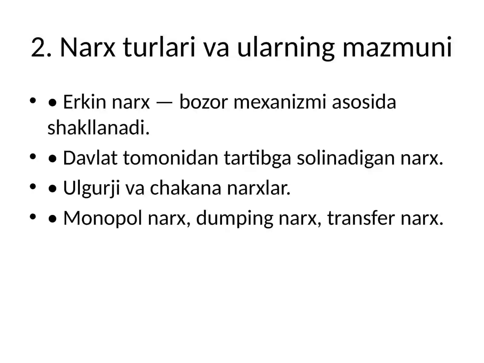 Narx mohiyatini shakllantirish 4