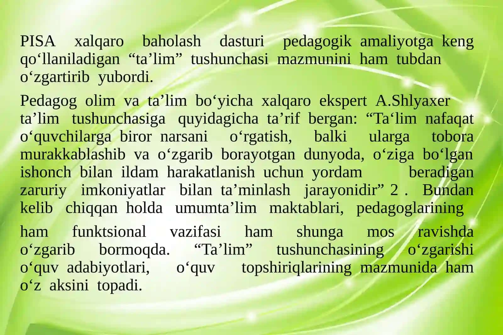 PISA xalqaro baholash dasturida aqliy faoliyat turlari taqdimotishi 4