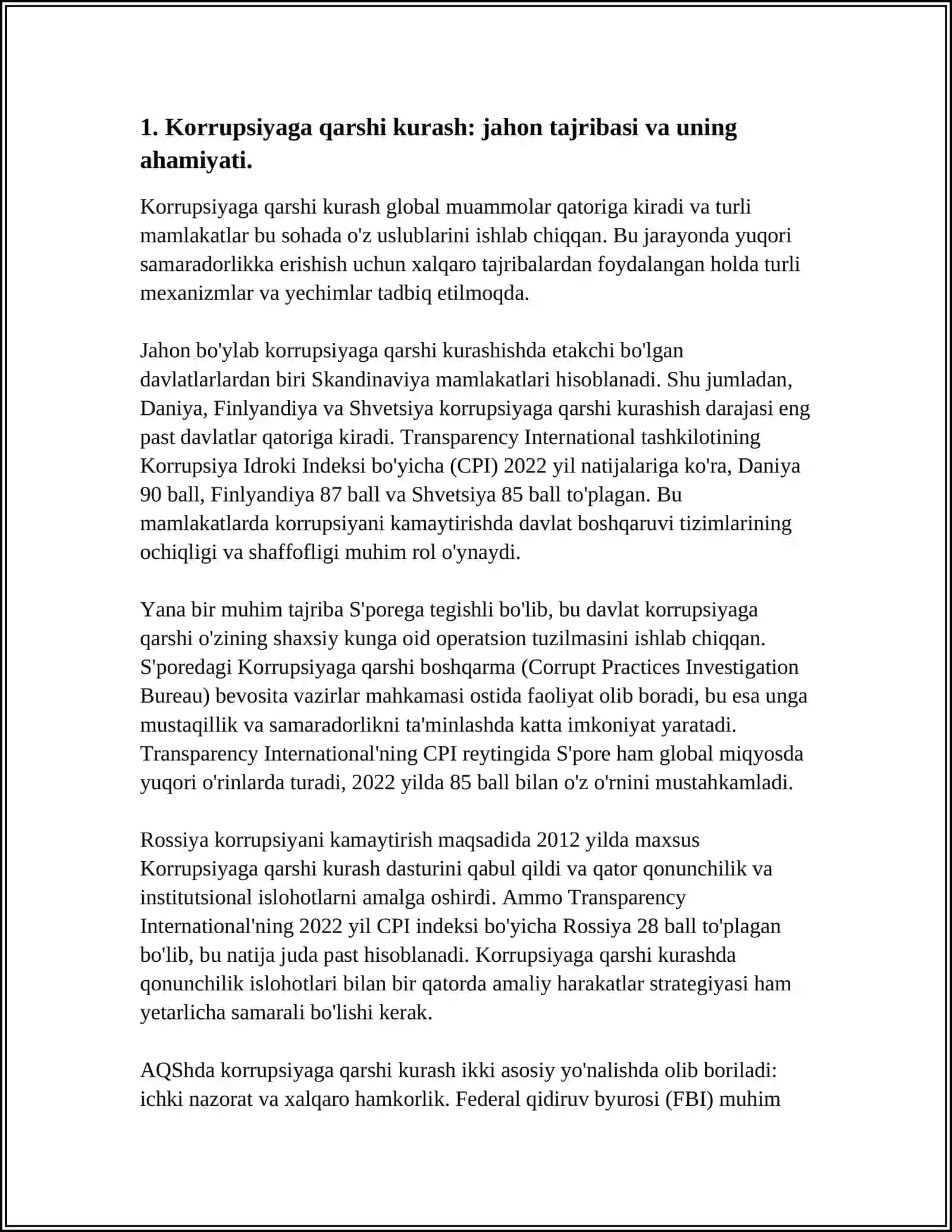 GLOBALLASHUV VA BARQAROR TARAQQIYOT FALSAFASI: KORRUPSIYAGA QARSHI KURASHNING JAHON TAJRIBASI 4