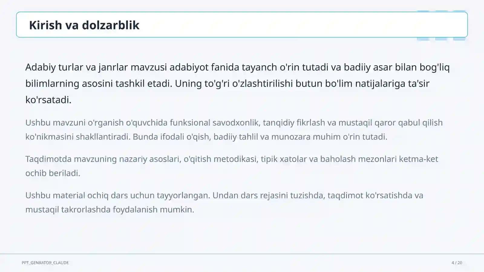 Adabiy turlar va janrlar (10-sinf) 4