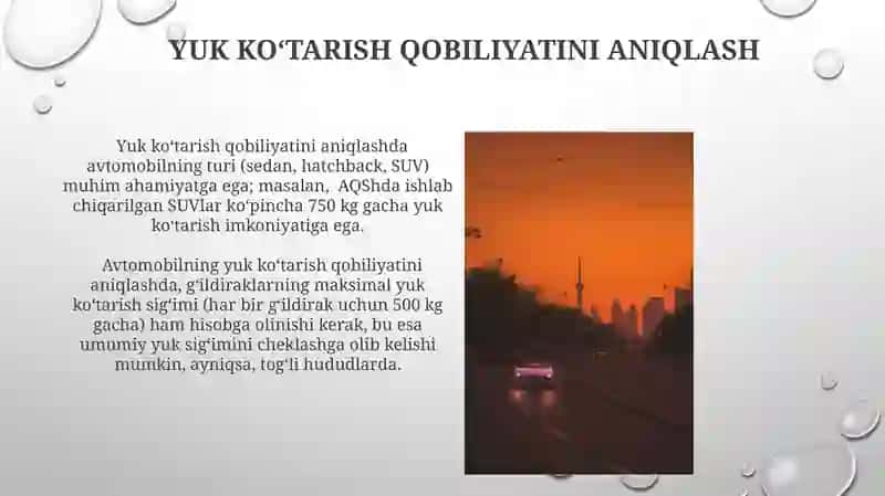 Avtomobillarni yuk ko'taruvchanligi bo'yicha tanlash 4