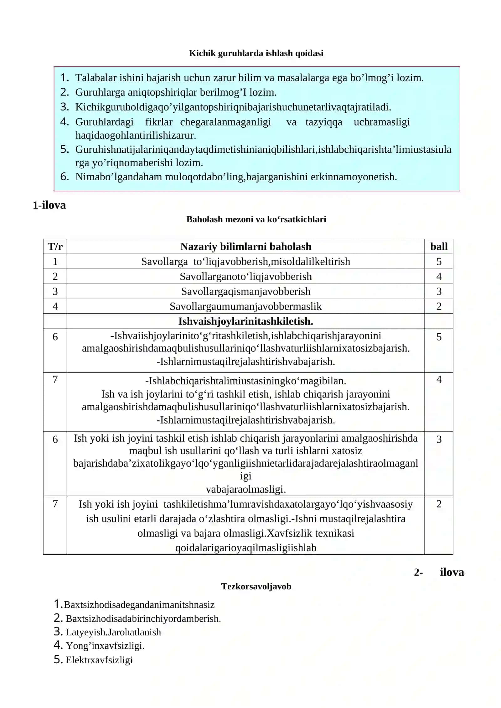 "Gaz payvandlash ishlari" o’quv amaliyotidan O‘QITISH MATERIALLARI 4