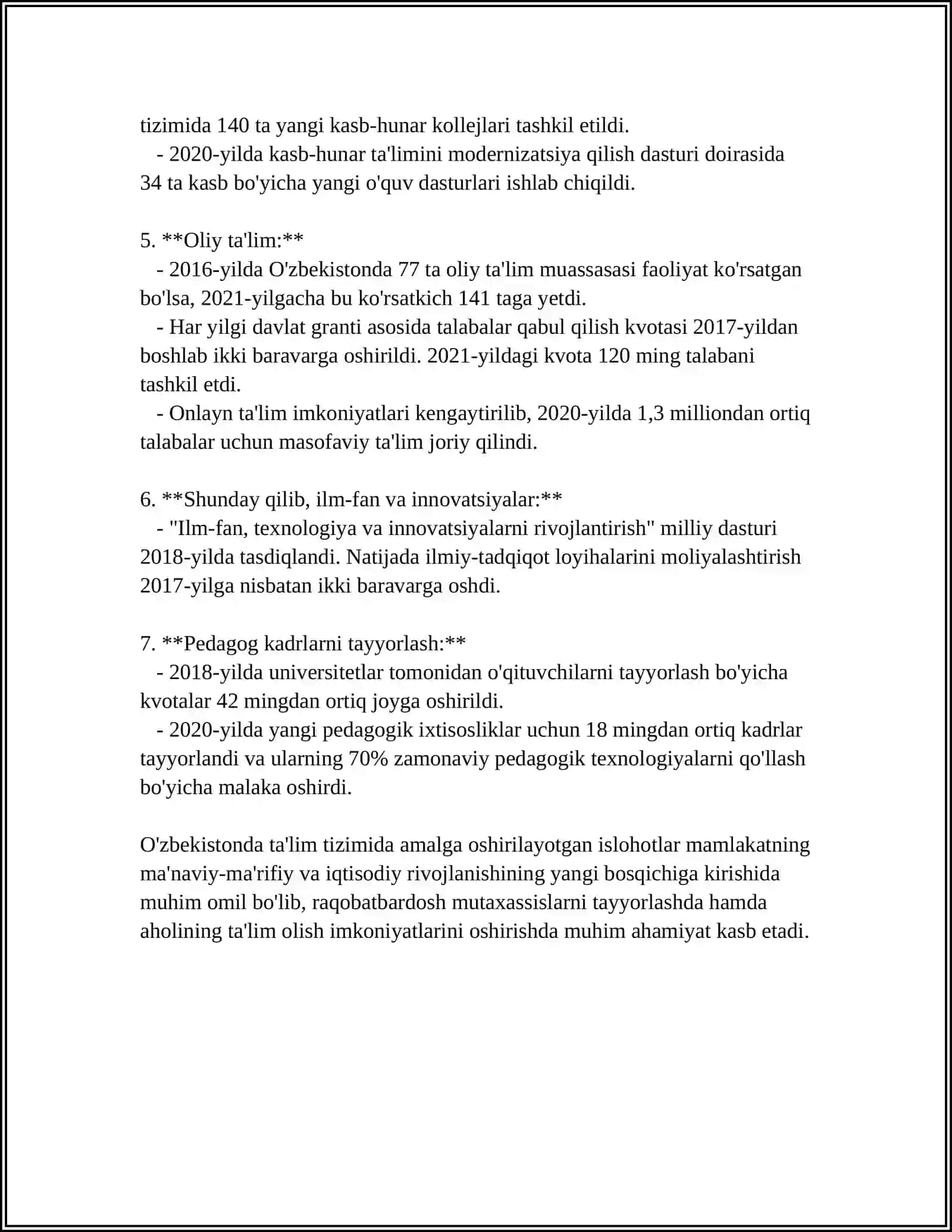 ŌZBEKISTON ISHTIMOYI SOHADA AMALGA OSHIRILOTGAN MAZMUN VA AQAMYATI 4