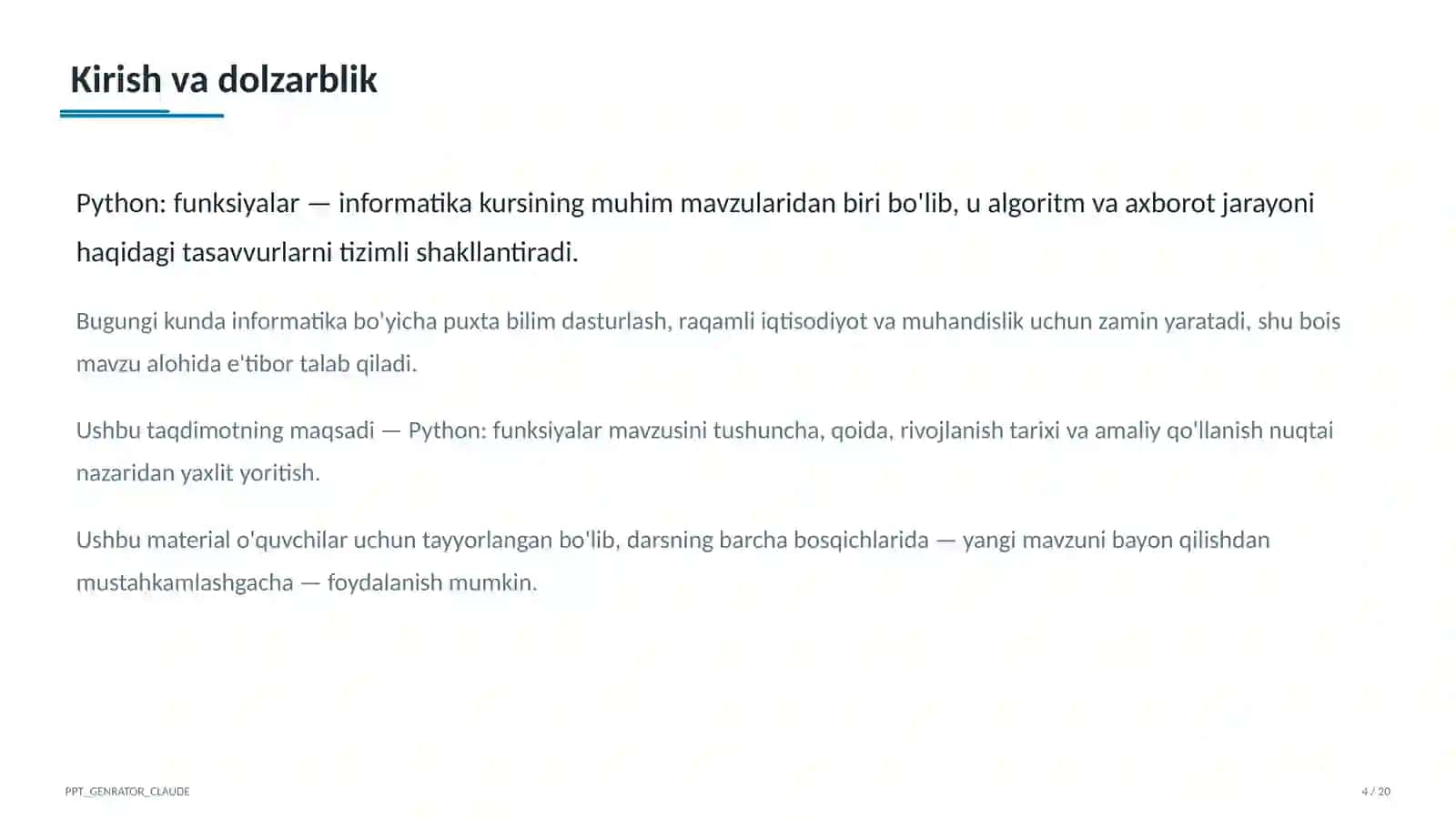 Python: funksiyalar (9-sinf) 4