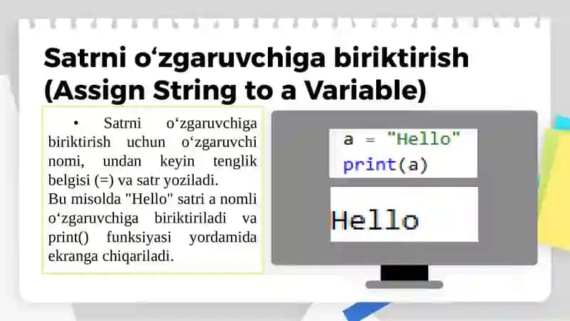 PYTHONDA Qatorlar (String). Funksiyalari va amallari 4
