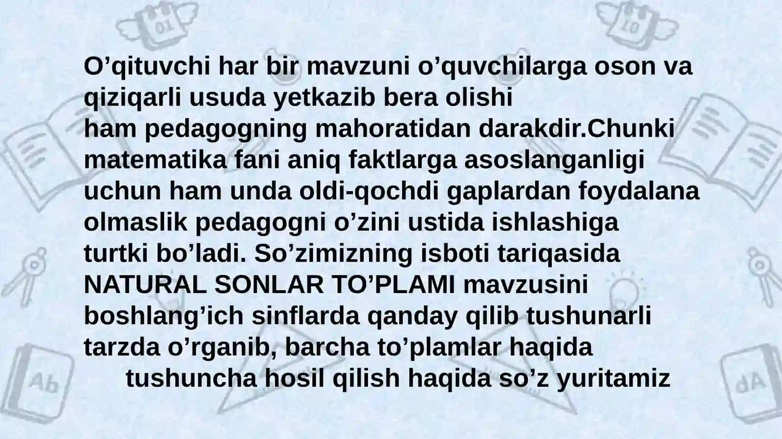 Boshlang‘ich sinflarda natural sonlar ustidagi amallarni o‘qitishning muhim masalalari 4