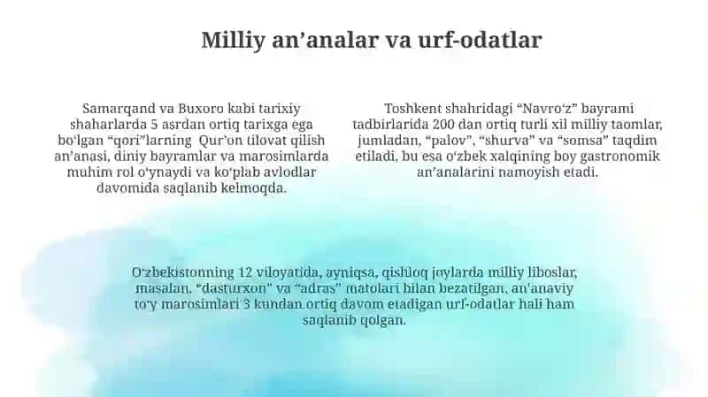 O'zbekiston madaniyati: tarix va an'analar 4