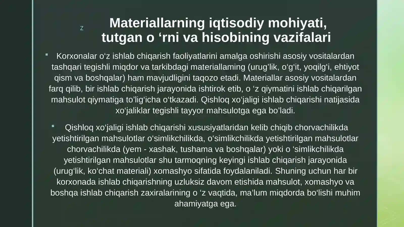 Materiallar hisobi 4