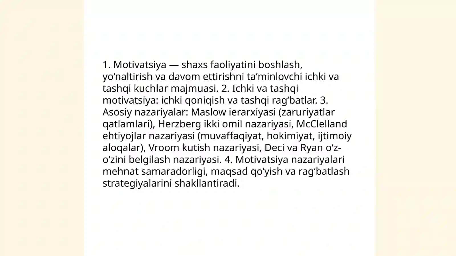 Faoliyat va motivatsiya. Muloqot 4