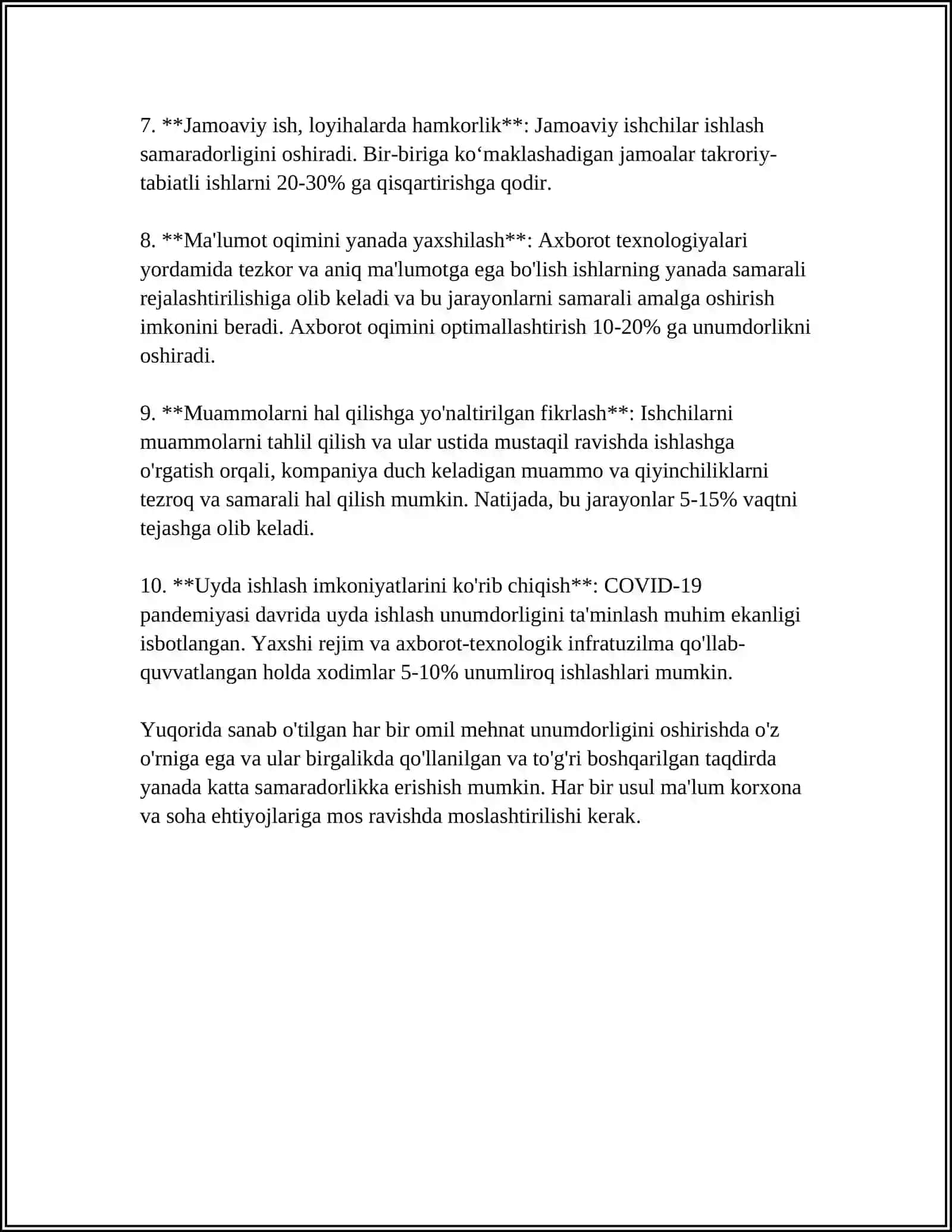 MEHNAT UNUMDORLIGI IQTISODIY O'SISH OMILI SIFATIDA 4