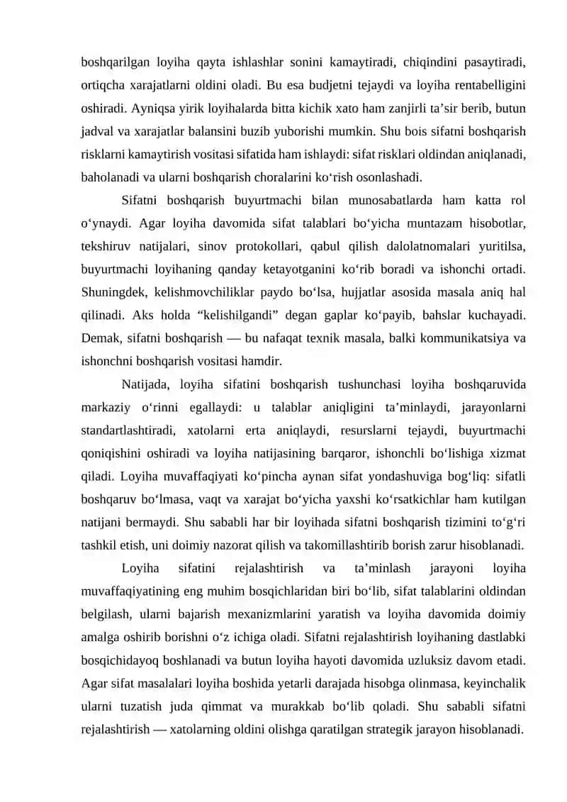Loyiha sifatini boshqarish 4