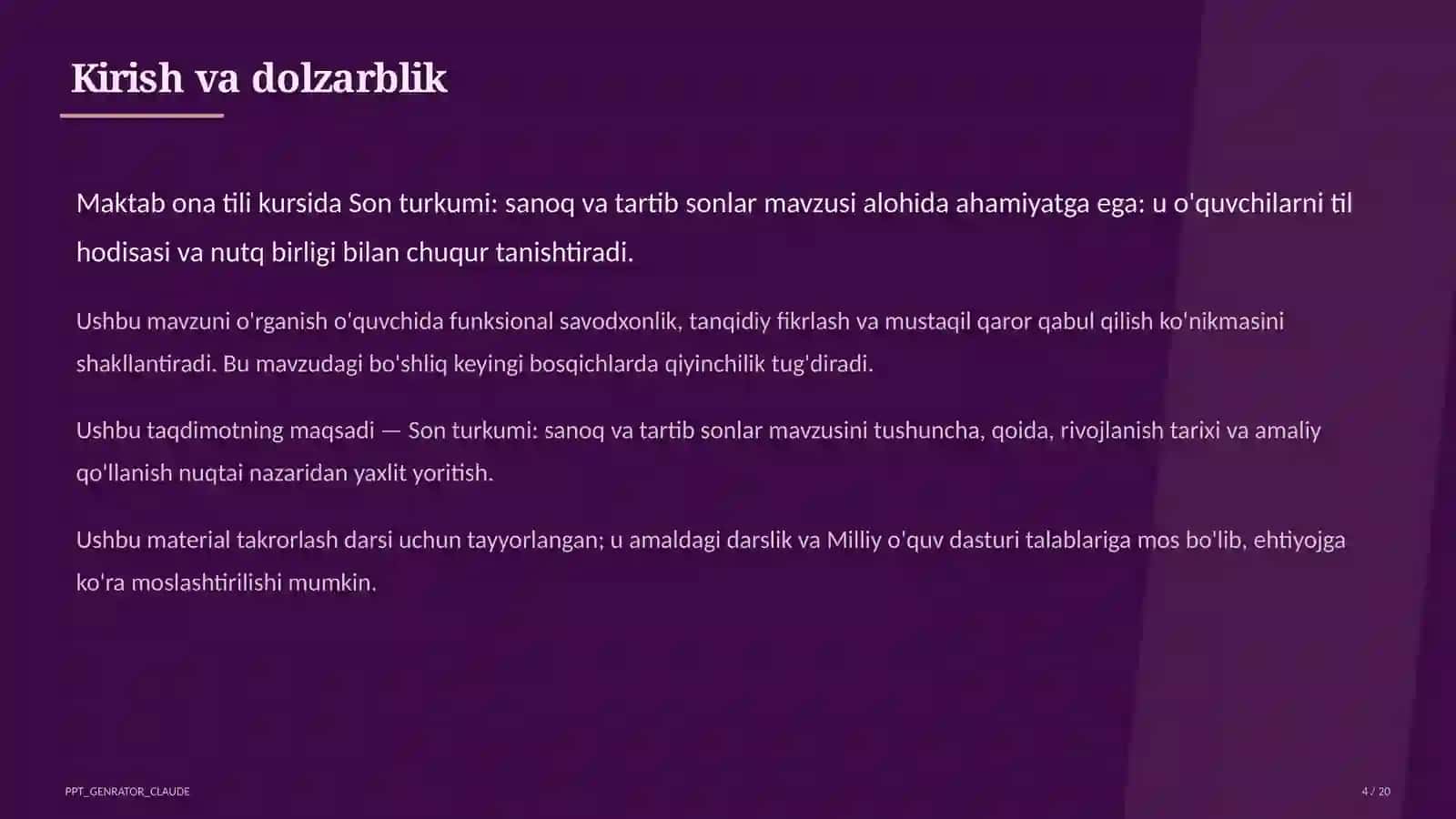 Son turkumi: sanoq va tartib sonlar (6-sinf) 4