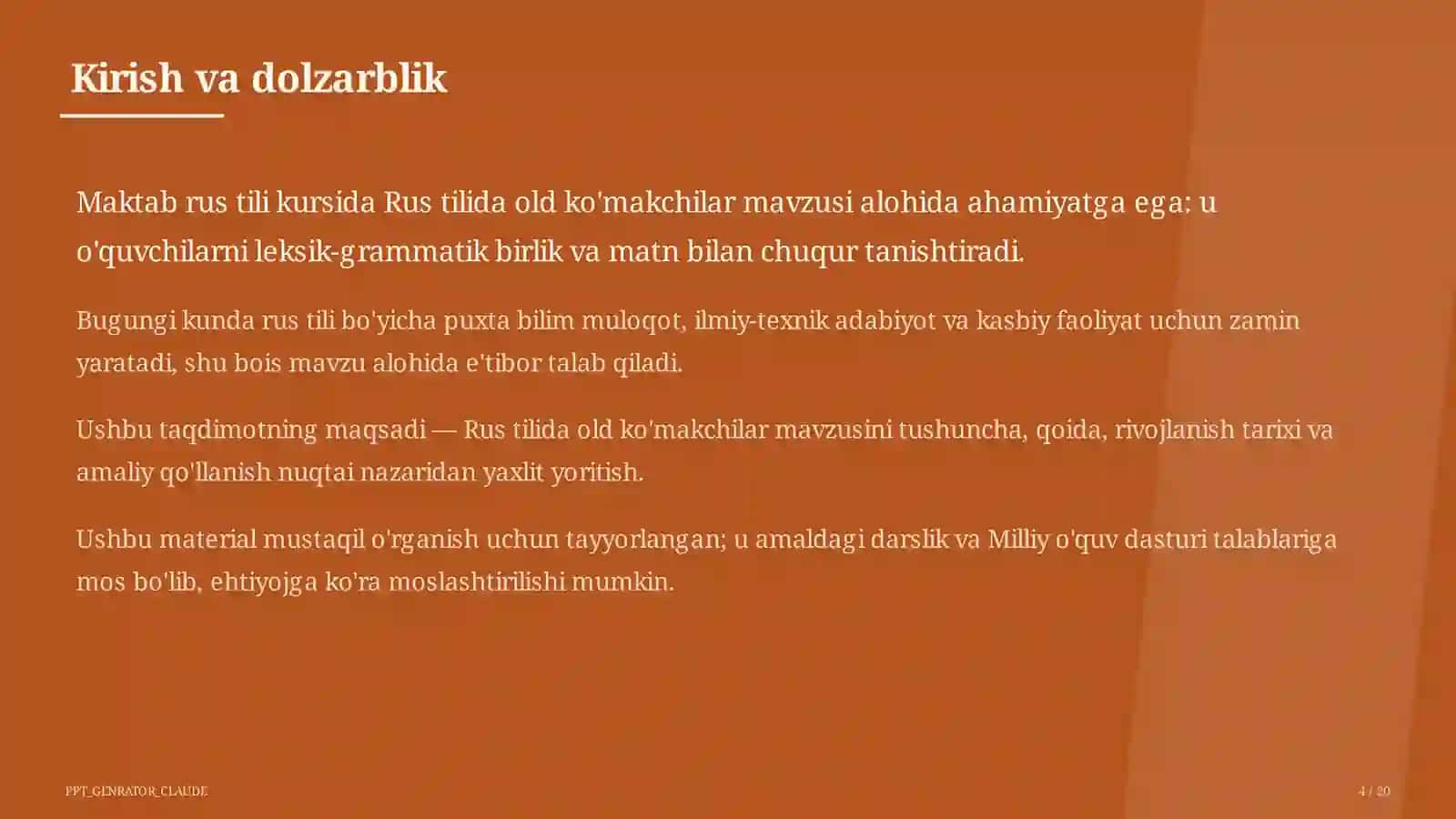 Rus tilida old ko'makchilar (7-sinf) 4