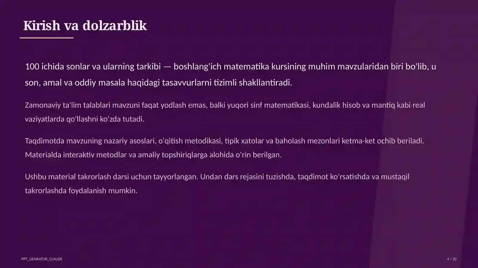 100 ichida sonlar va ularning tarkibi (2-sinf) 4