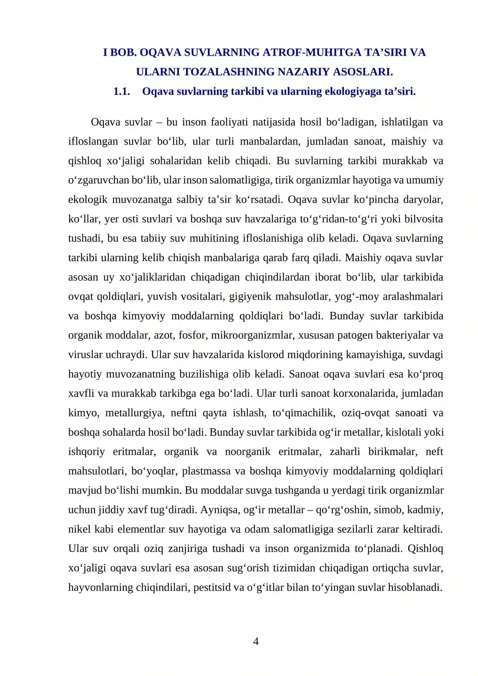 OQAVA SUVLARNI TOZALASH USULLARI - KURS ISHI 4