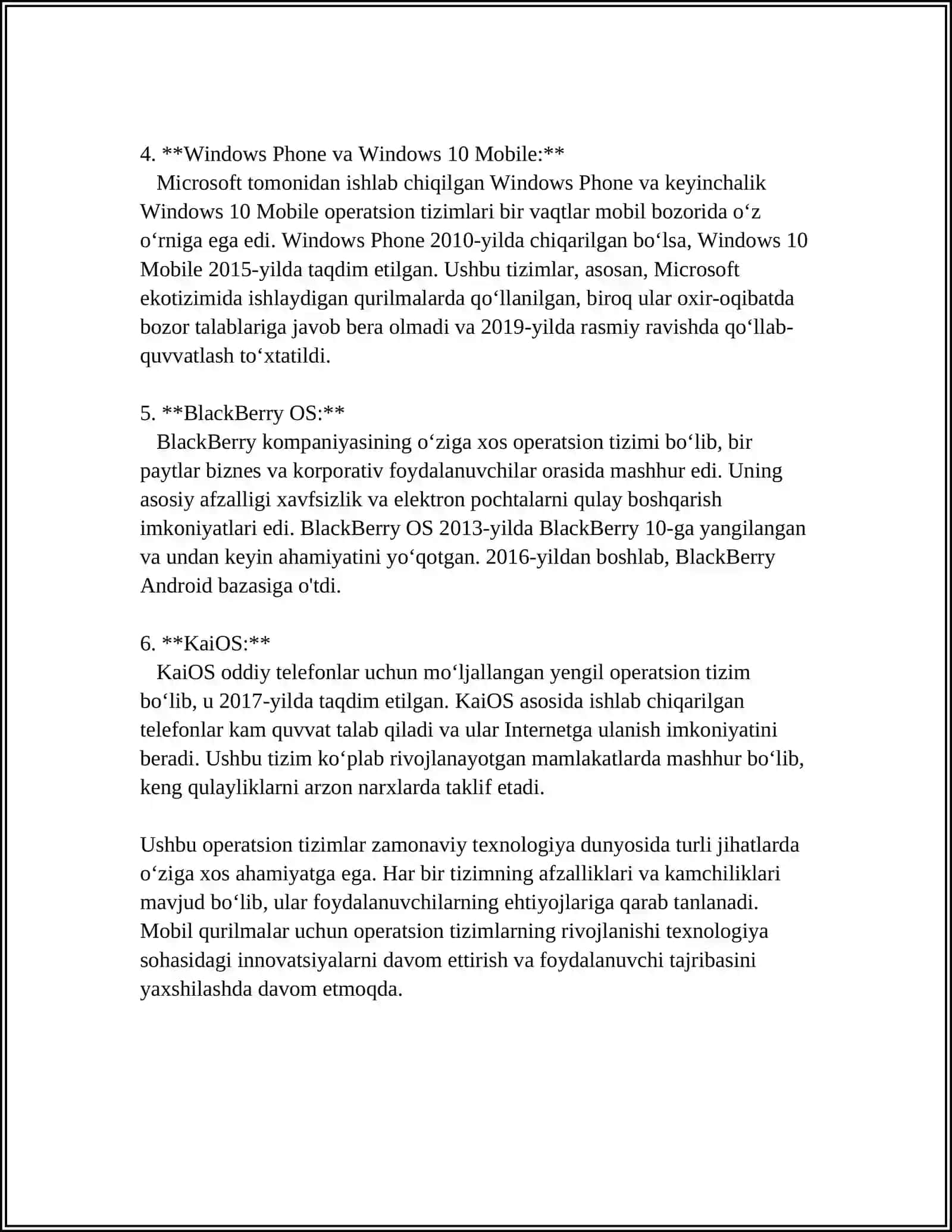 MOBIL OPERATION TIZIMLAR 4