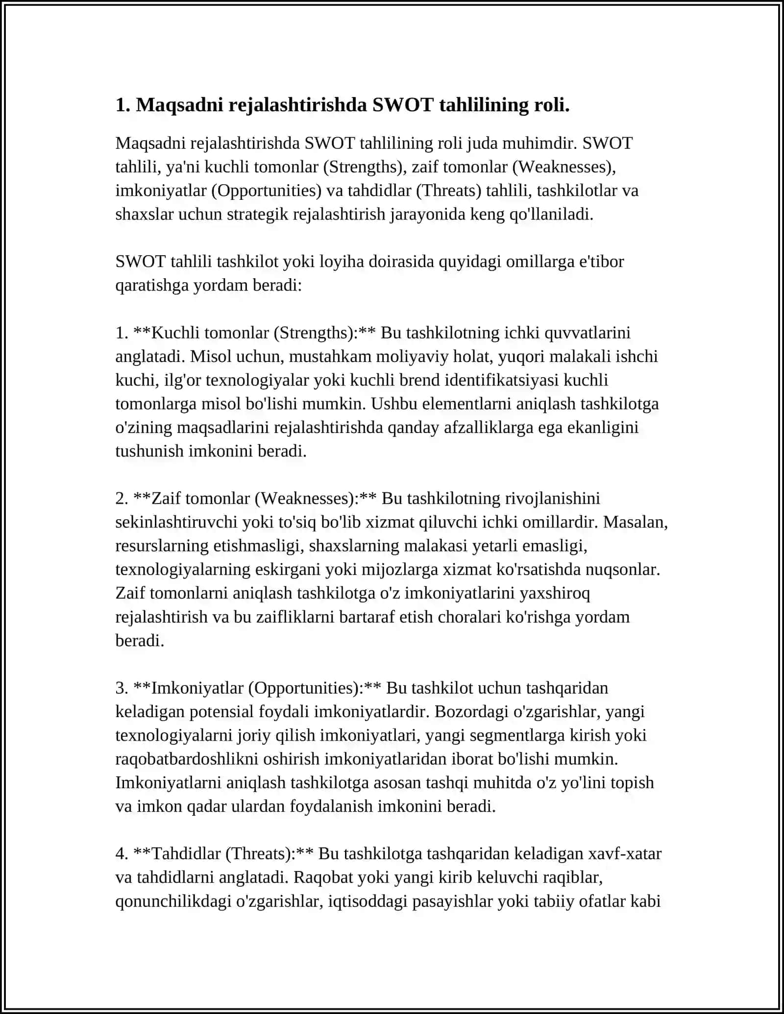 YURIST FAOLIYATIDA MAQSADNI REJALASHTIRISHNING SWOT VA PEST TAHLILI 4