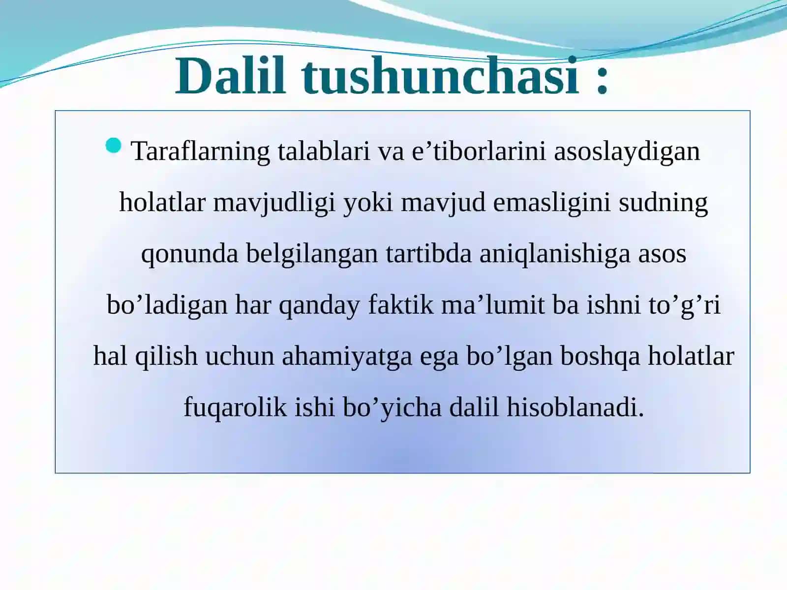 Fuqarolik protsessida isbotlash va dalillar 4