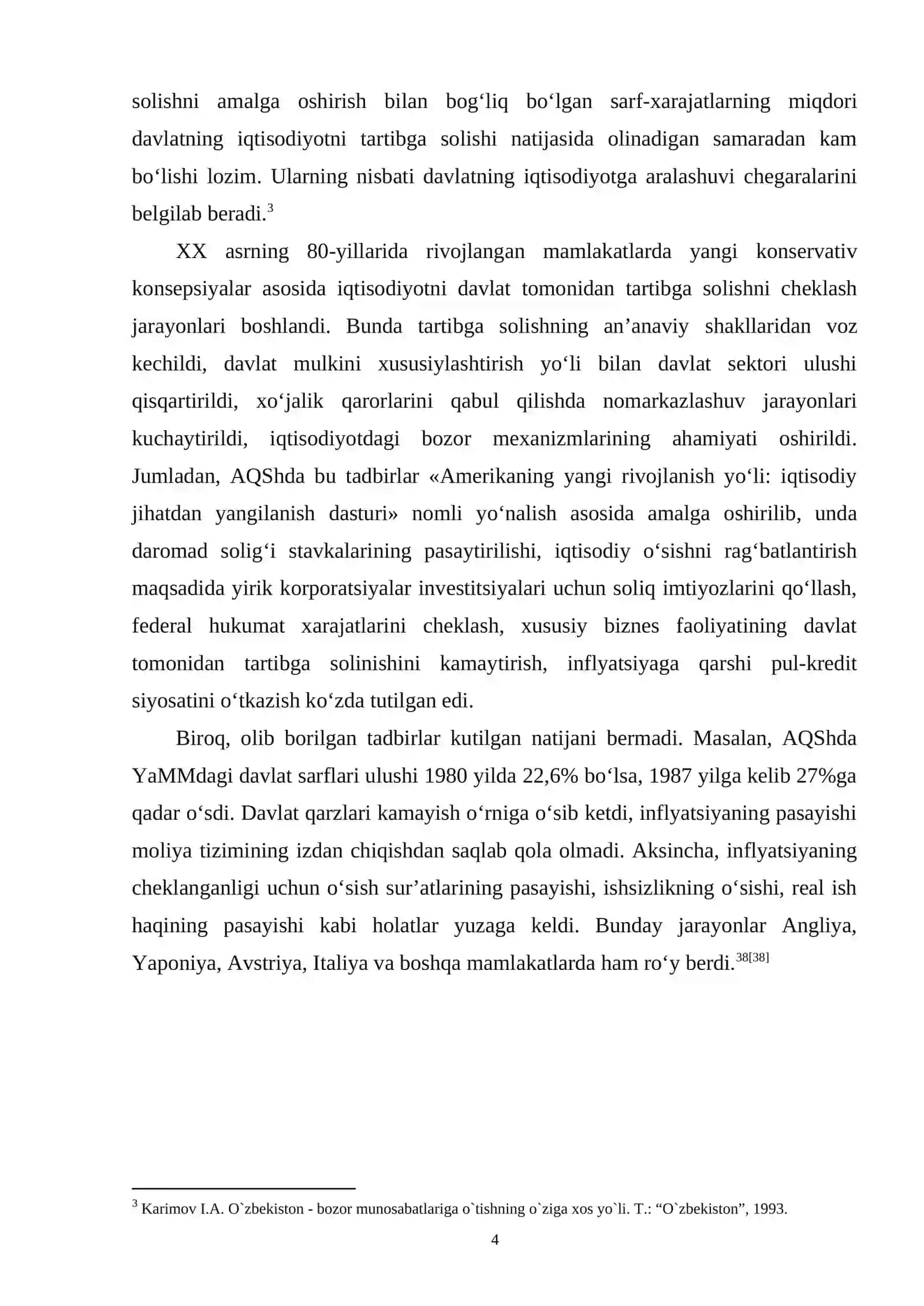 davlat tomonidan iqtisodiyotni tartibga solishning zamonaviy tendensiyalari va ularni O'zbekistonda qo'llanilishi 4