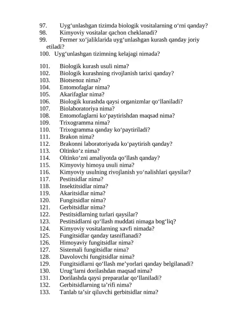 O'simliklarni himoya qilish fanidan savollar 4