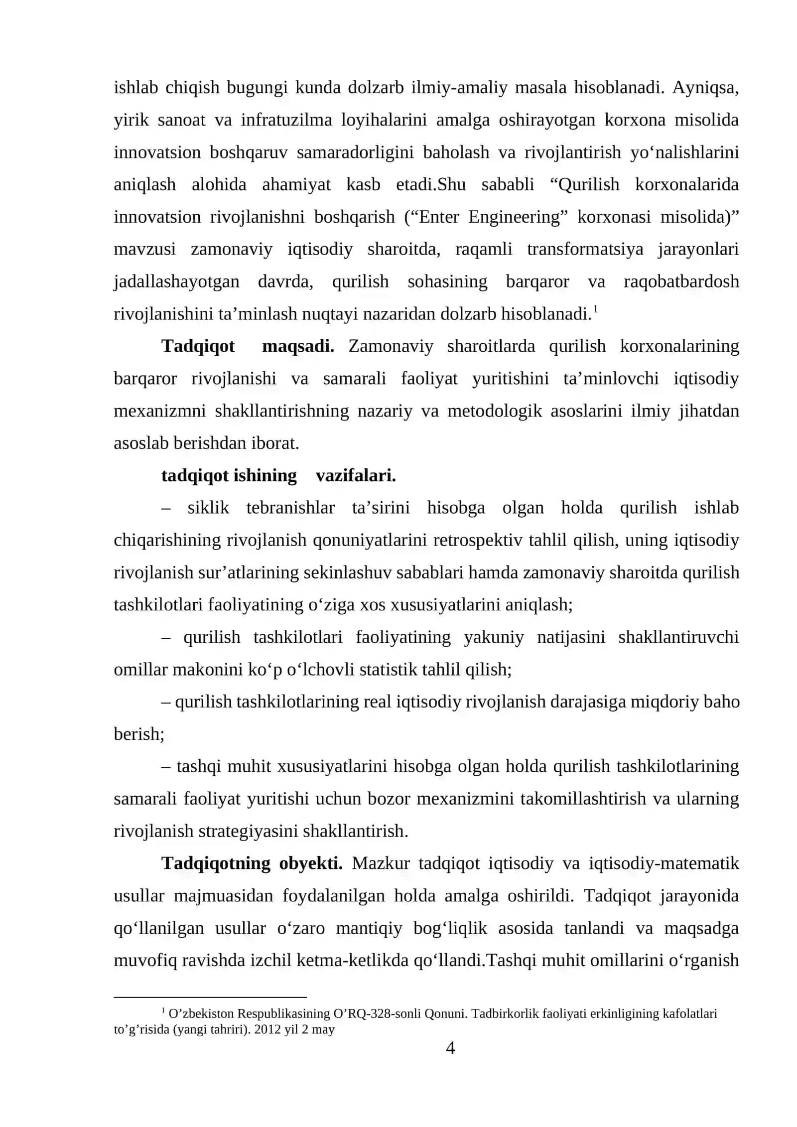 Qurilish korxonalarida innavatsion rivojlanishni boshqarish (Enter Engineering korxonasi misolida) 4