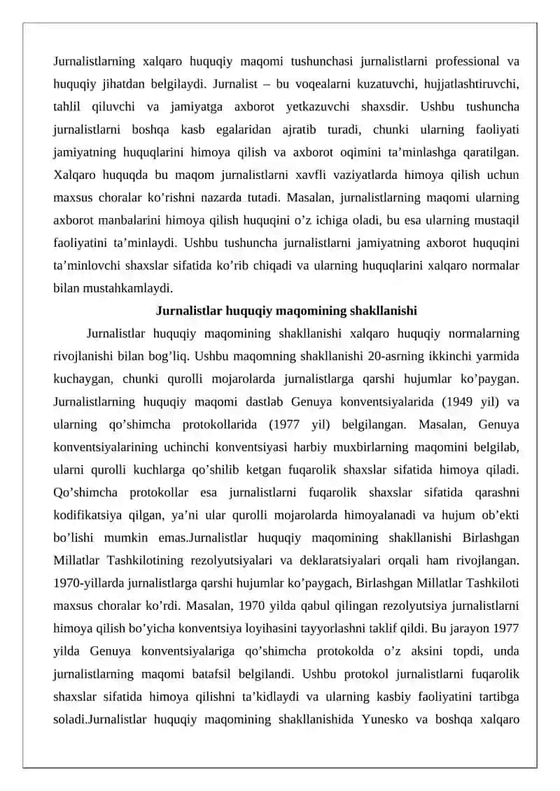 Jurnalistlarning xalqaro huquqiy maqomi 4