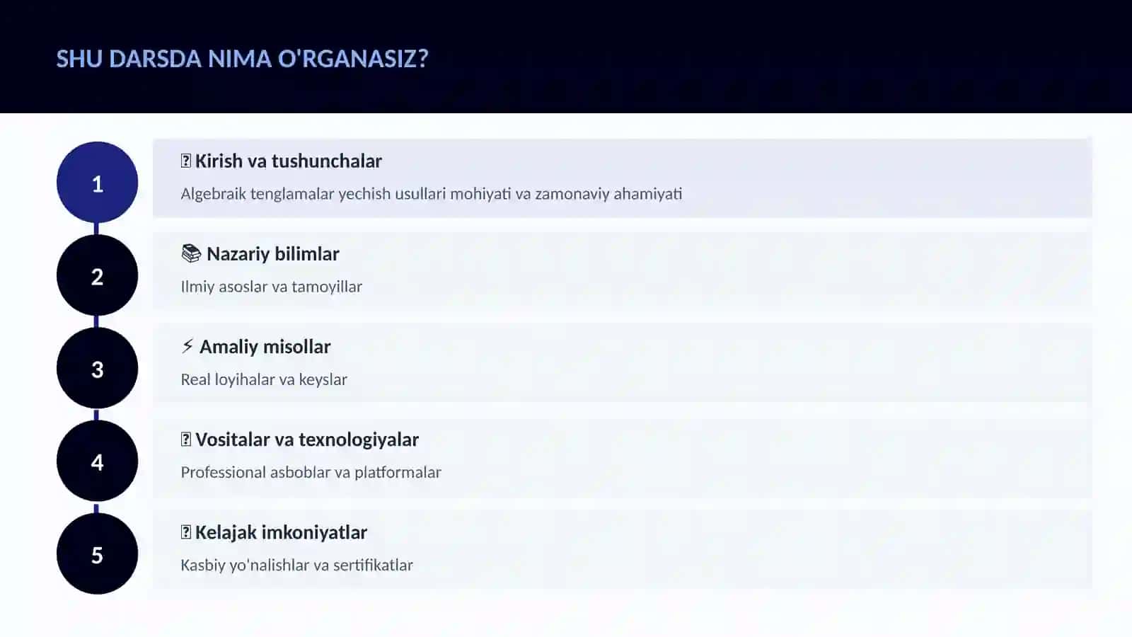 Algebraik tenglamalar yechish usullari 4