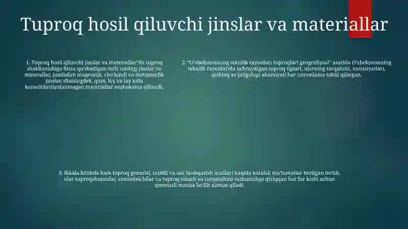 Oʻzbekistonning Tekislik Mintaqasi Tuproqlari Geografiyasi 4