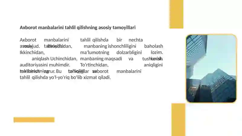 Birlamchi va ikkilamchi axborot manbalarini tanqidiy tahlil qilish. 4