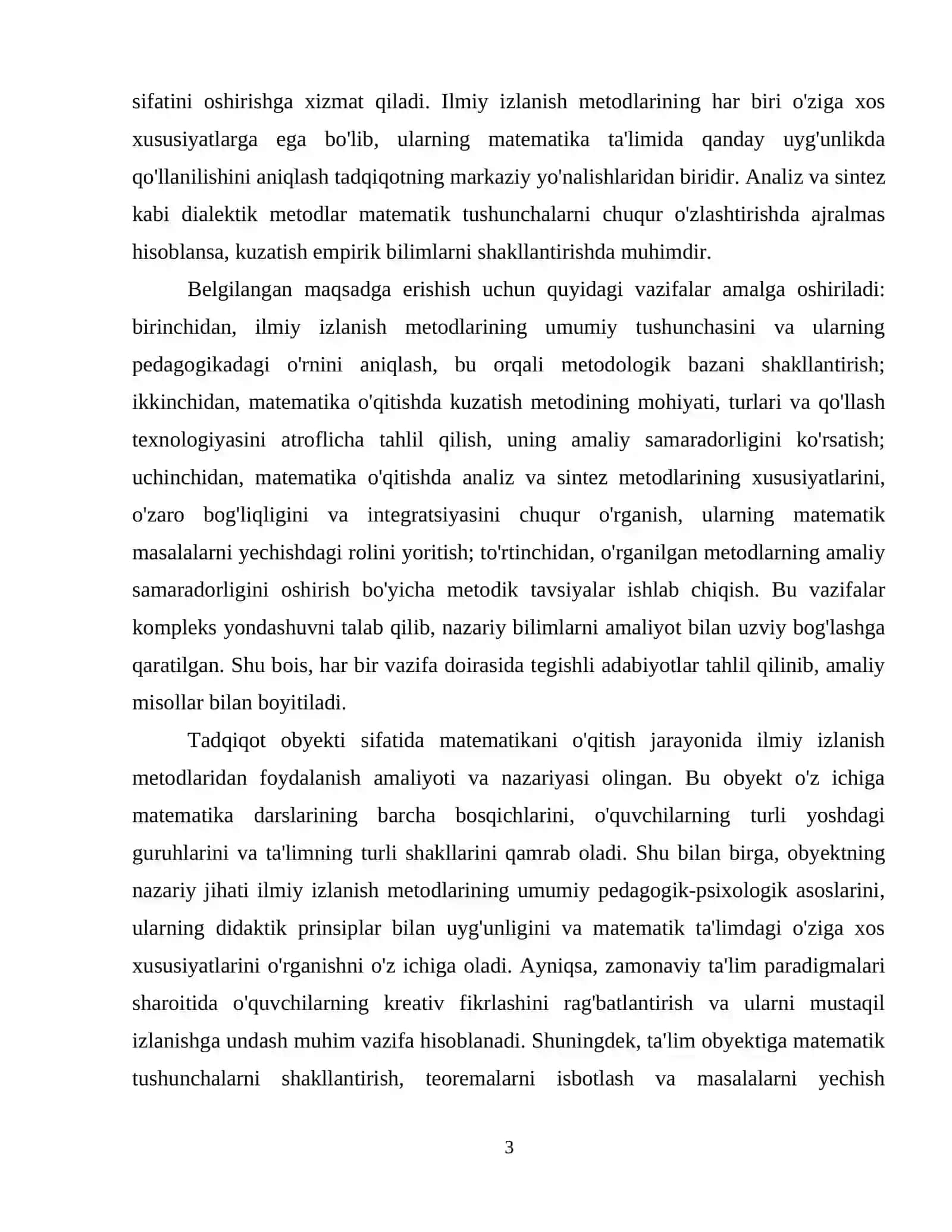 Ilmiy izlanish metodlari. Matematika o‘qitishda kuzatish, matematika o‘qitishda analiz va sintez kabi metodlarning o‘rni 4