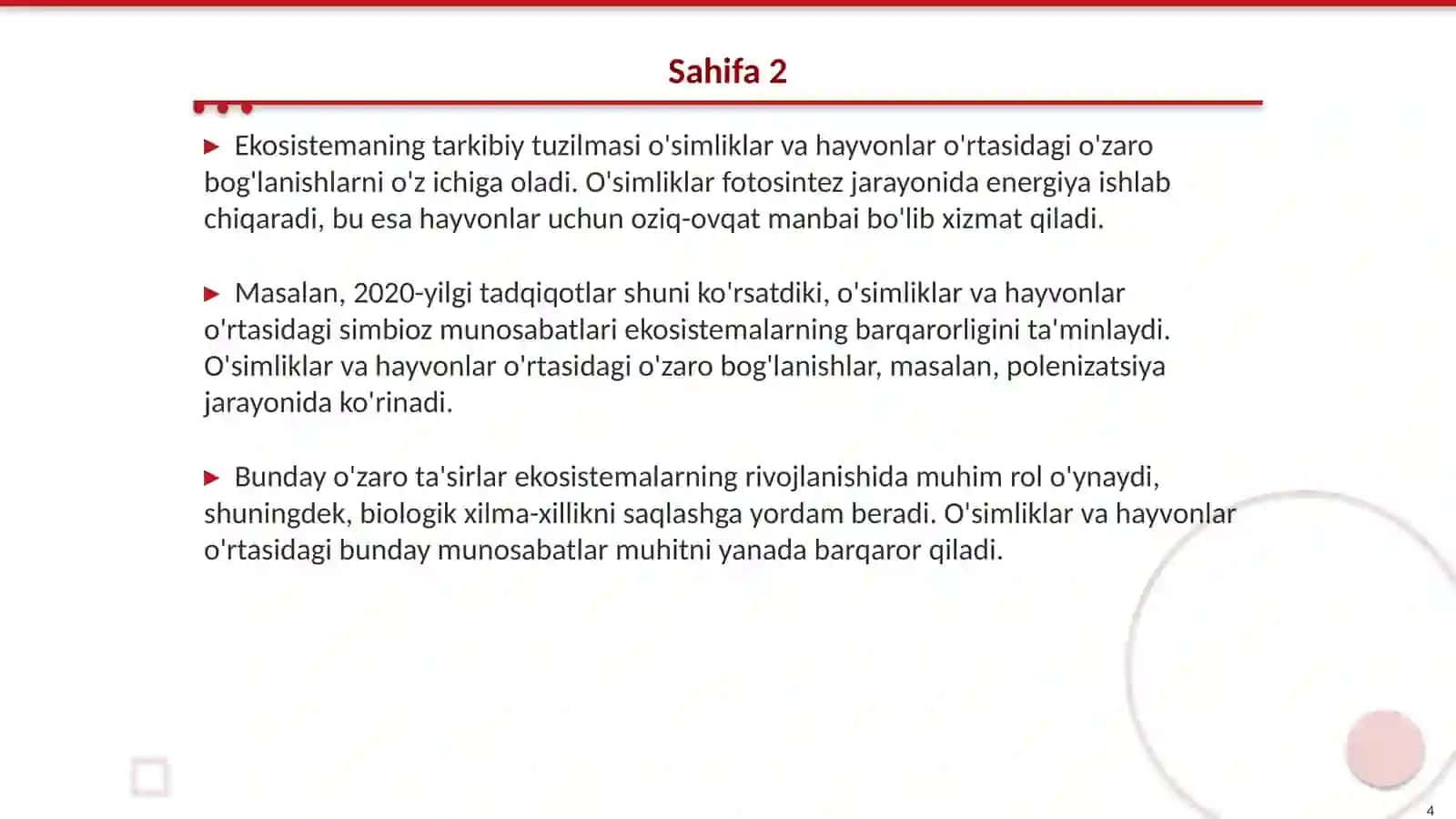 Ekosistemaning tarkibiy tuzilmasi 4