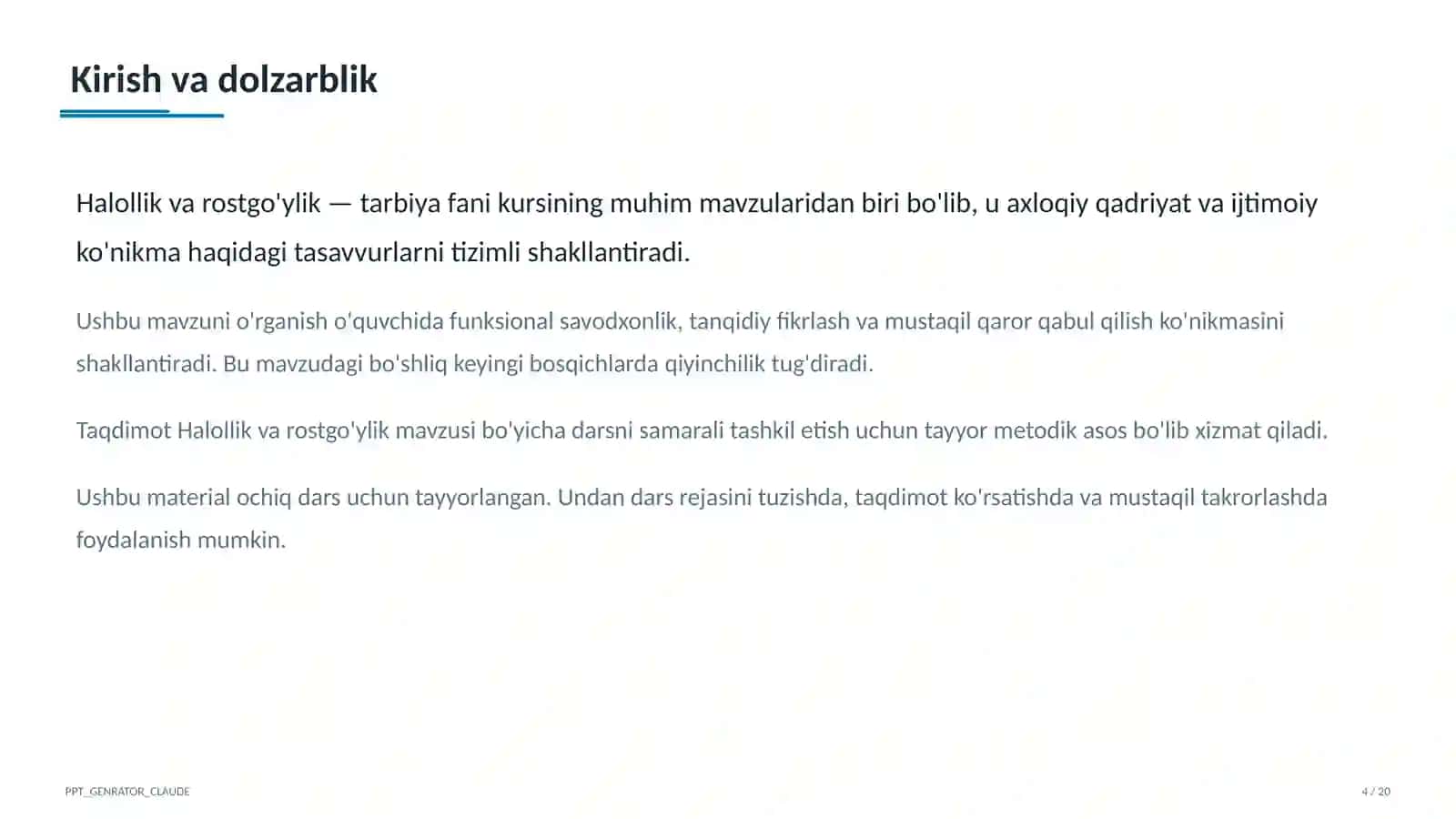 Halollik va rostgo'ylik (2-sinf) 4