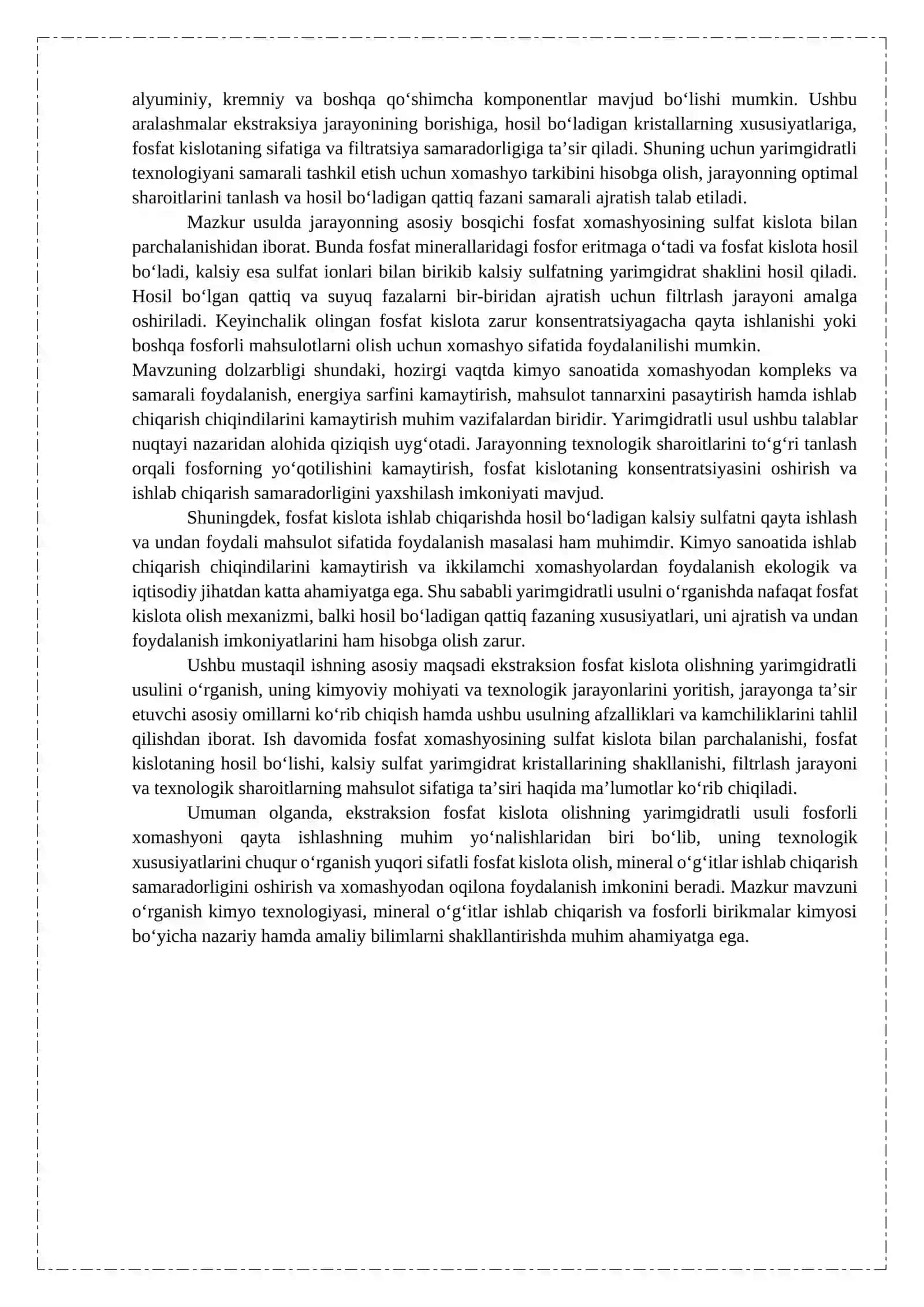 EKSTRAKSION FOSFAT KISLOTA OLISHNING YARIMGIDRATLI USULI 4