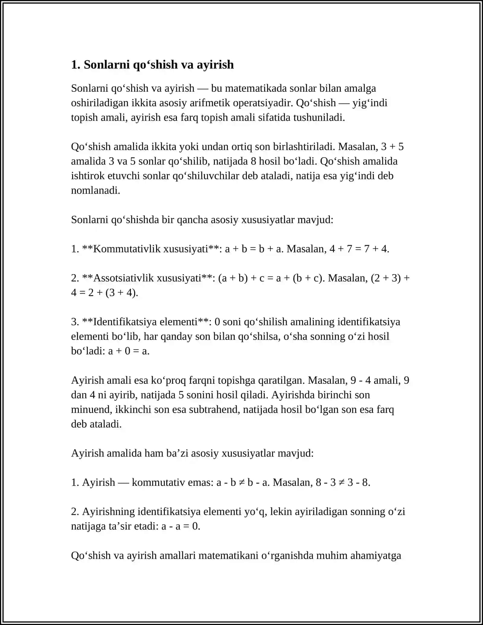 AMALDAGI 3-SINF MATEMATIKA DARSLIKLARINI MISOL VA MASALALARINI ISHLASH 4