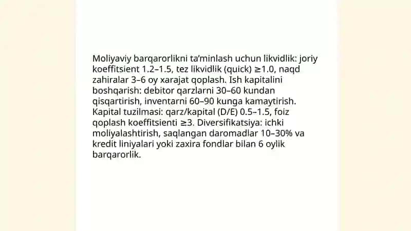 Islohotlarni davom ettirish va chuqurlashtirish sharoitida korxonaning iqtisodiy barqarorligini ta'minlash asoslari 4