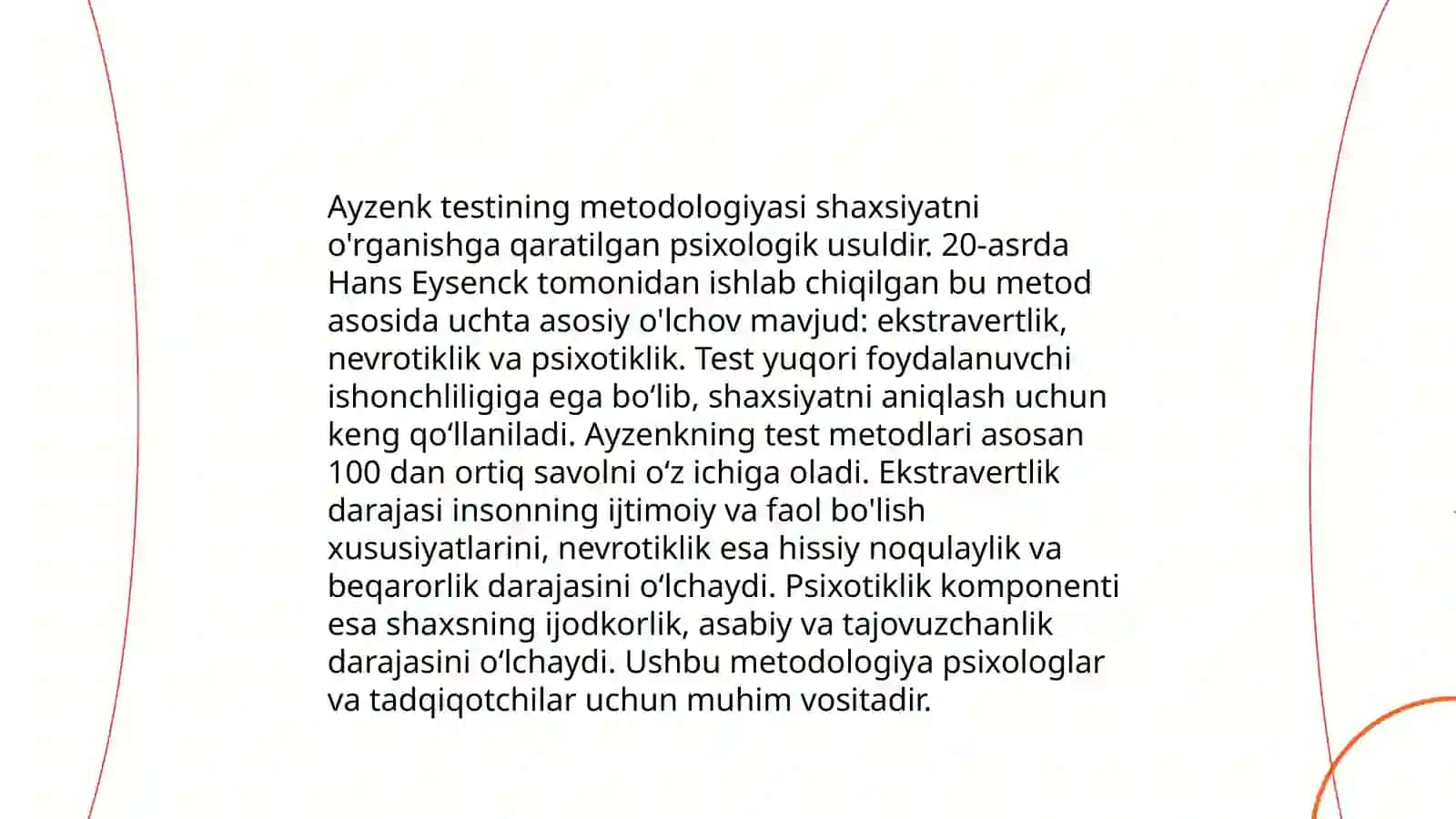 Ayzenk soʻrovnomasi yordamida haydovchining shaxsini oʻrganish 4