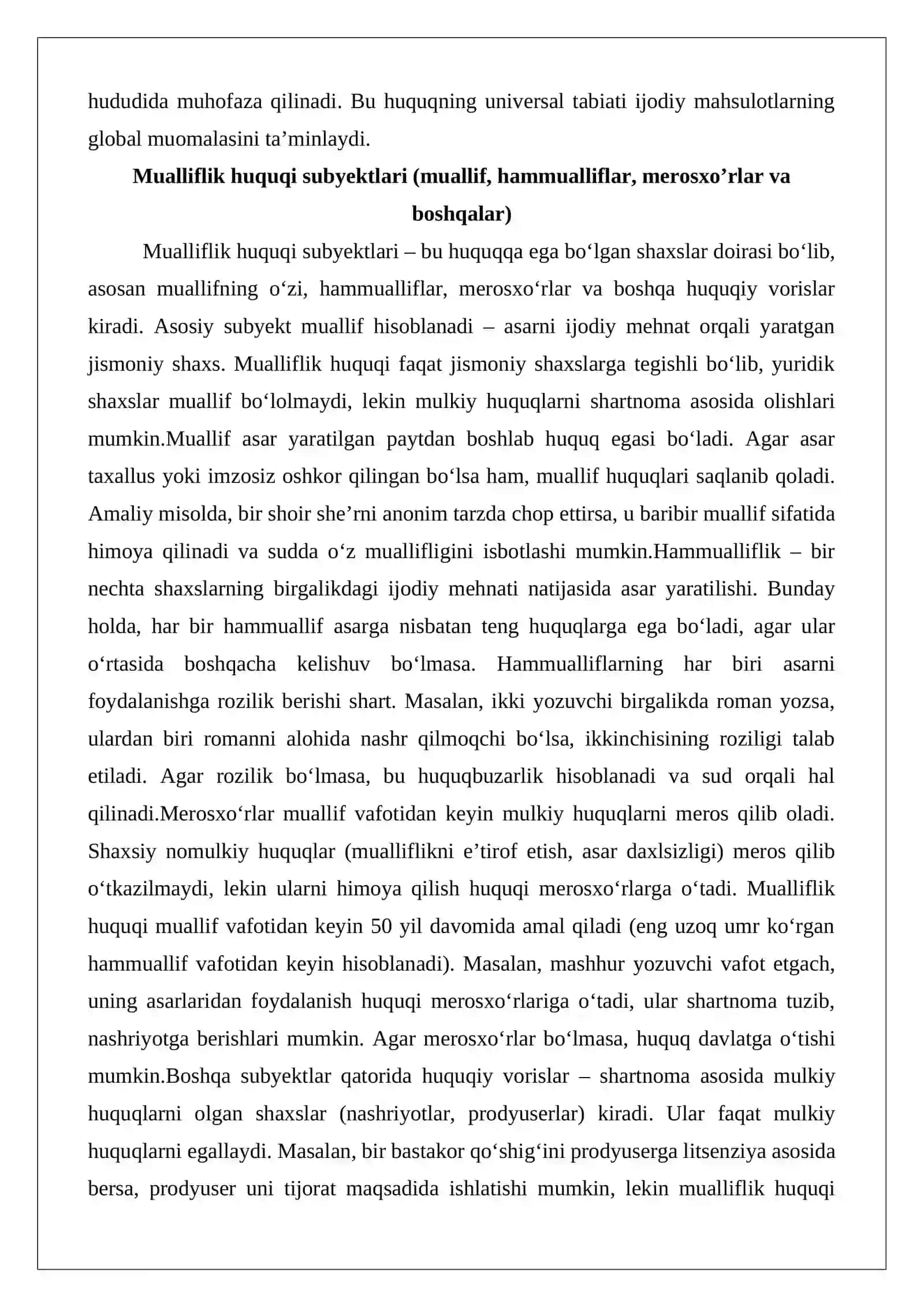 Mualliflik huquqi: subyektlari, obyektlari va amal qilish muddati 4
