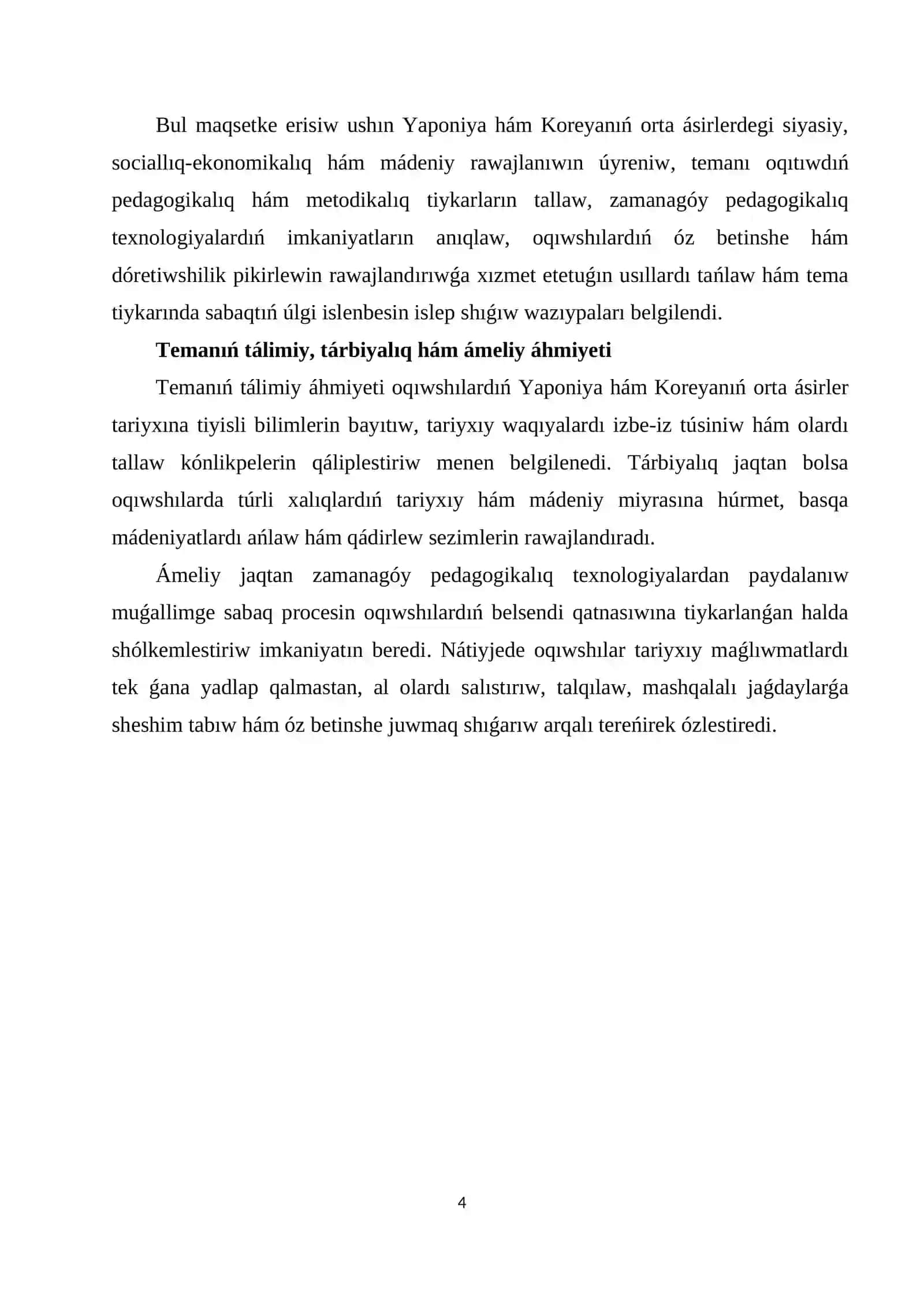 QÁNIGELIK JUMISI 4