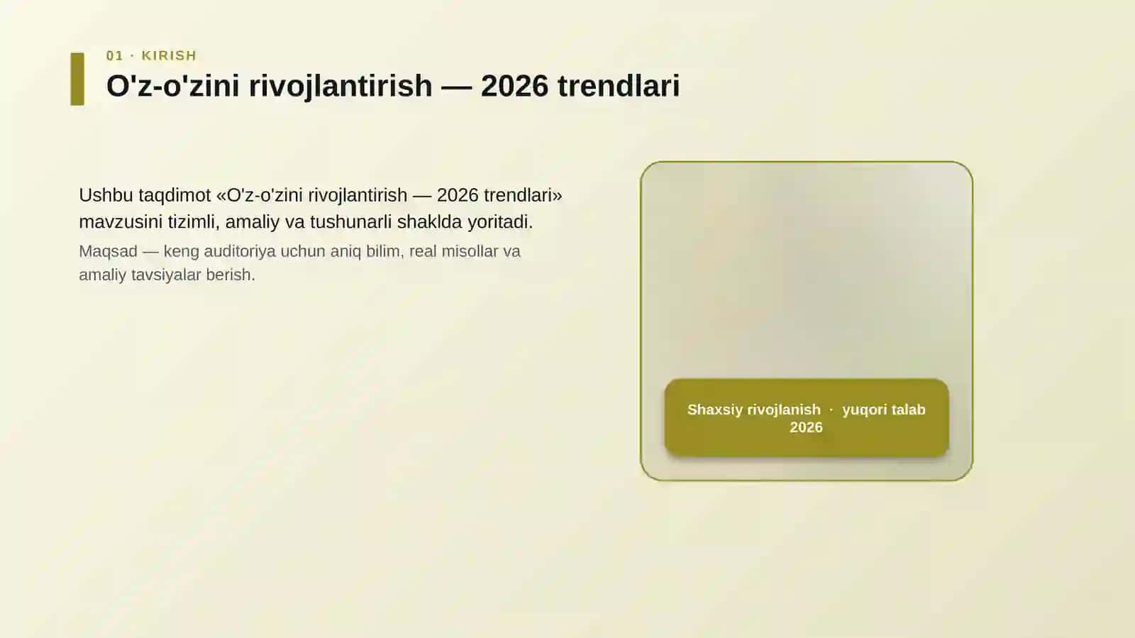 O'z-o'zini rivojlantirish — 2026 trendlari 4