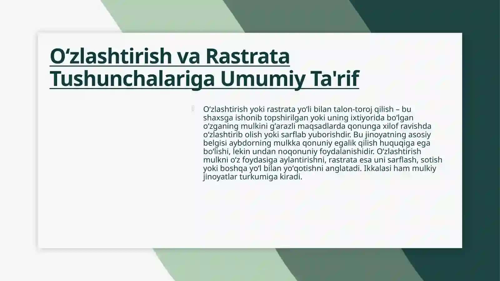 Oʻzlashtirish yoki rastrata yoʻli bilan talon-toroj qilish 4