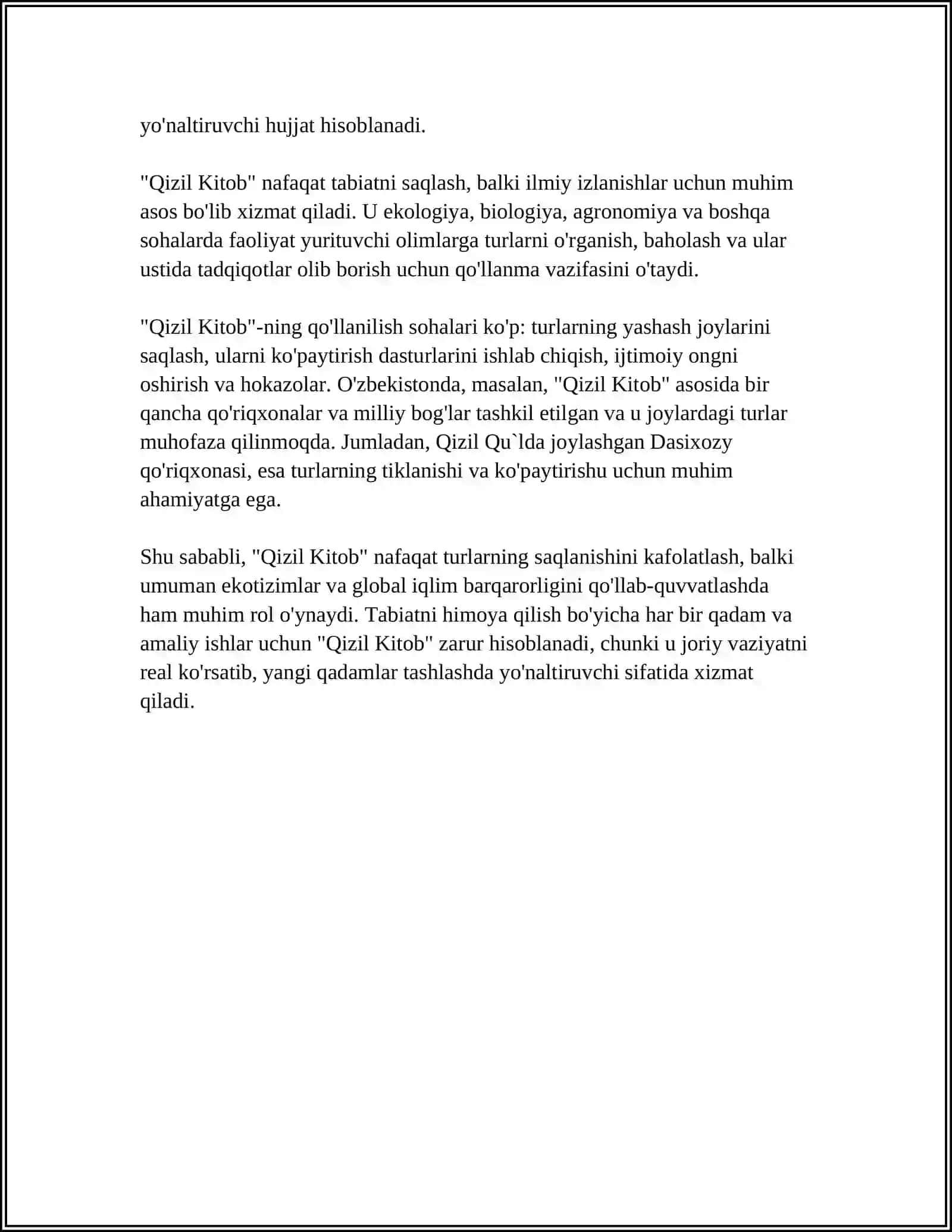 OʻZBEKISTON RESPUBLIKASINING QIZIL KITOBIGA KIRITILGAN HAYVON VA OʻSIMLIKLAR HAQIDA MAʼLUMOT VA KROSSVORD 4