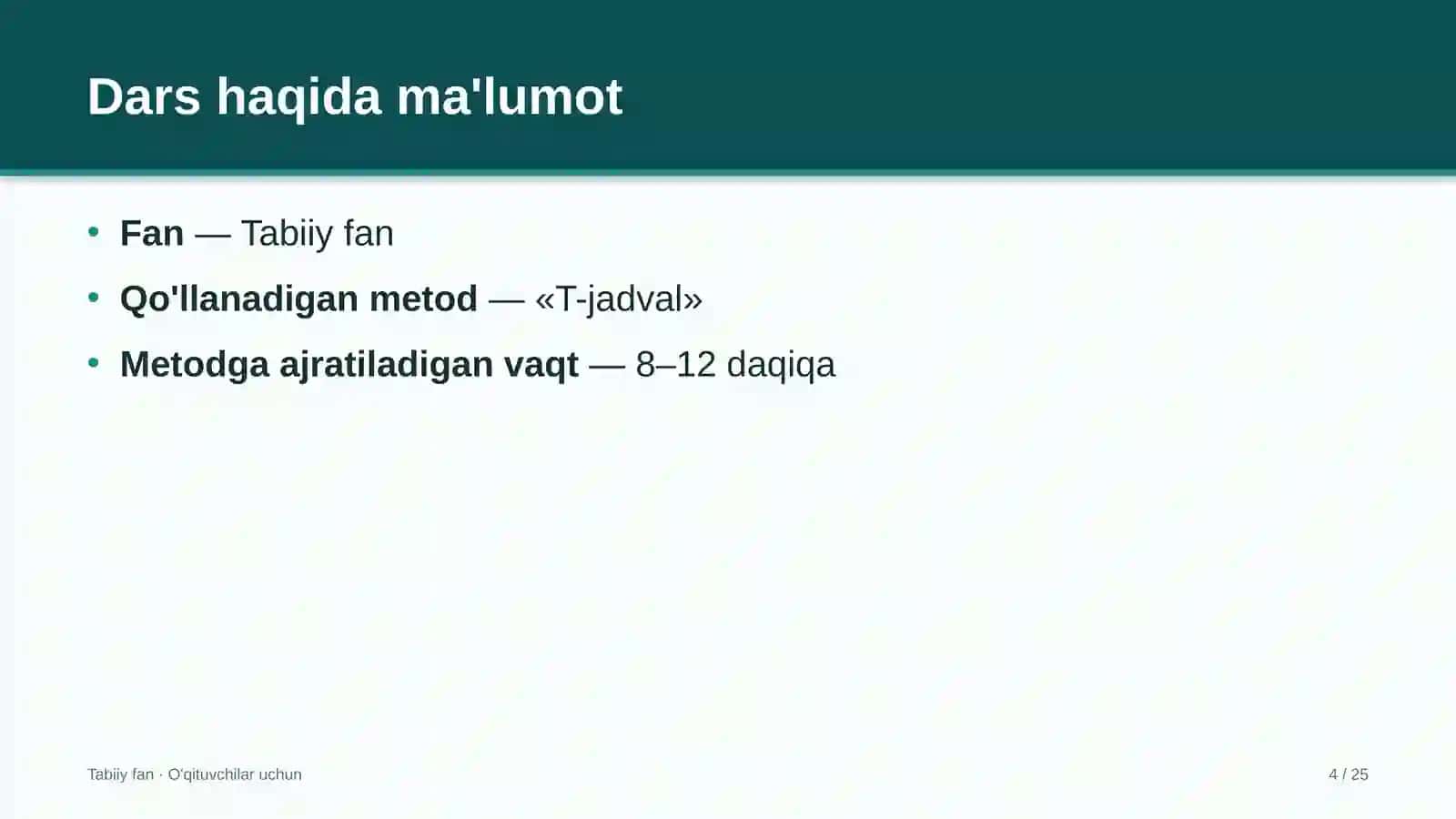 tabiiy fan darslarida t jadval metodidan foydalanish 8081 4