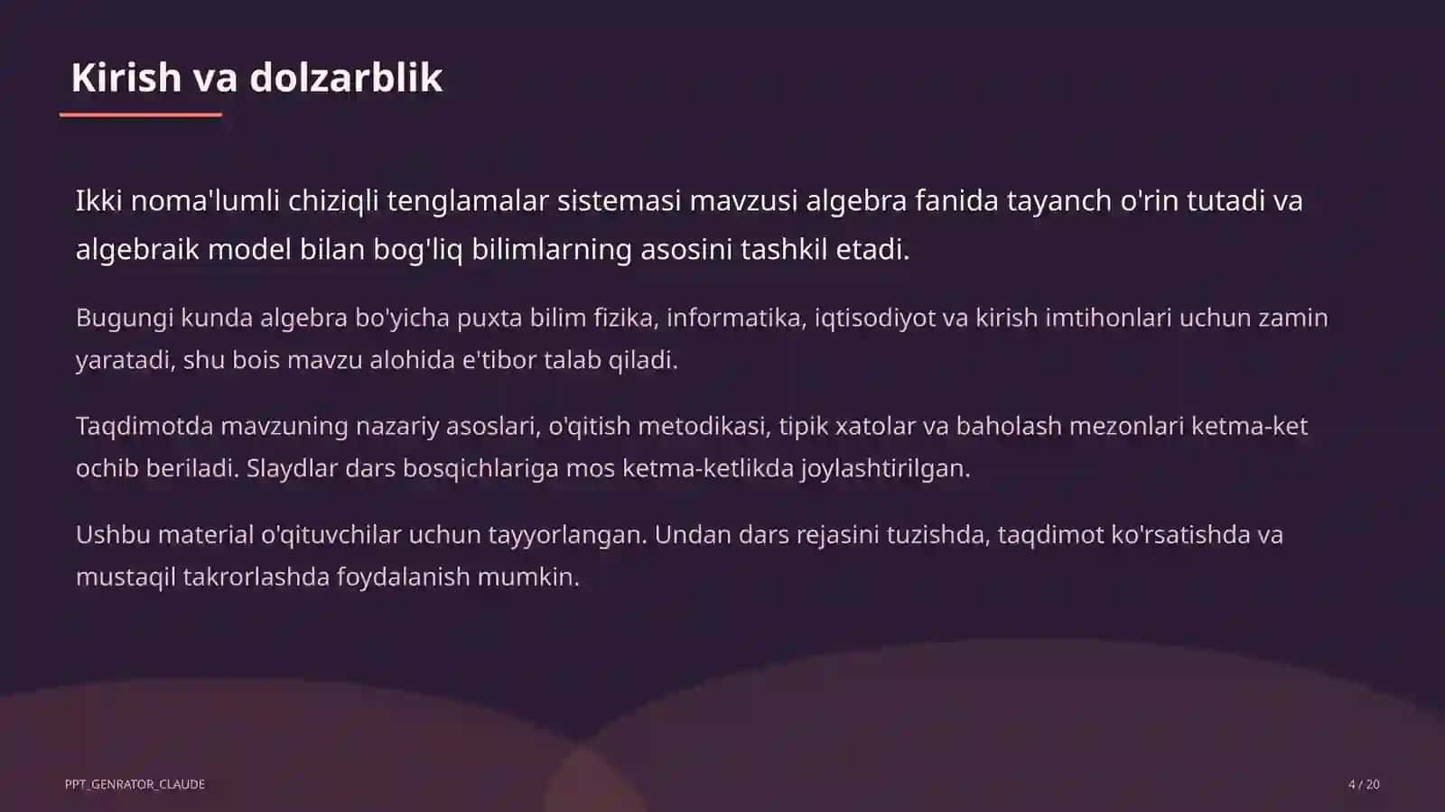 Ikki noma'lumli chiziqli tenglamalar sistemasi (7-sinf) 4