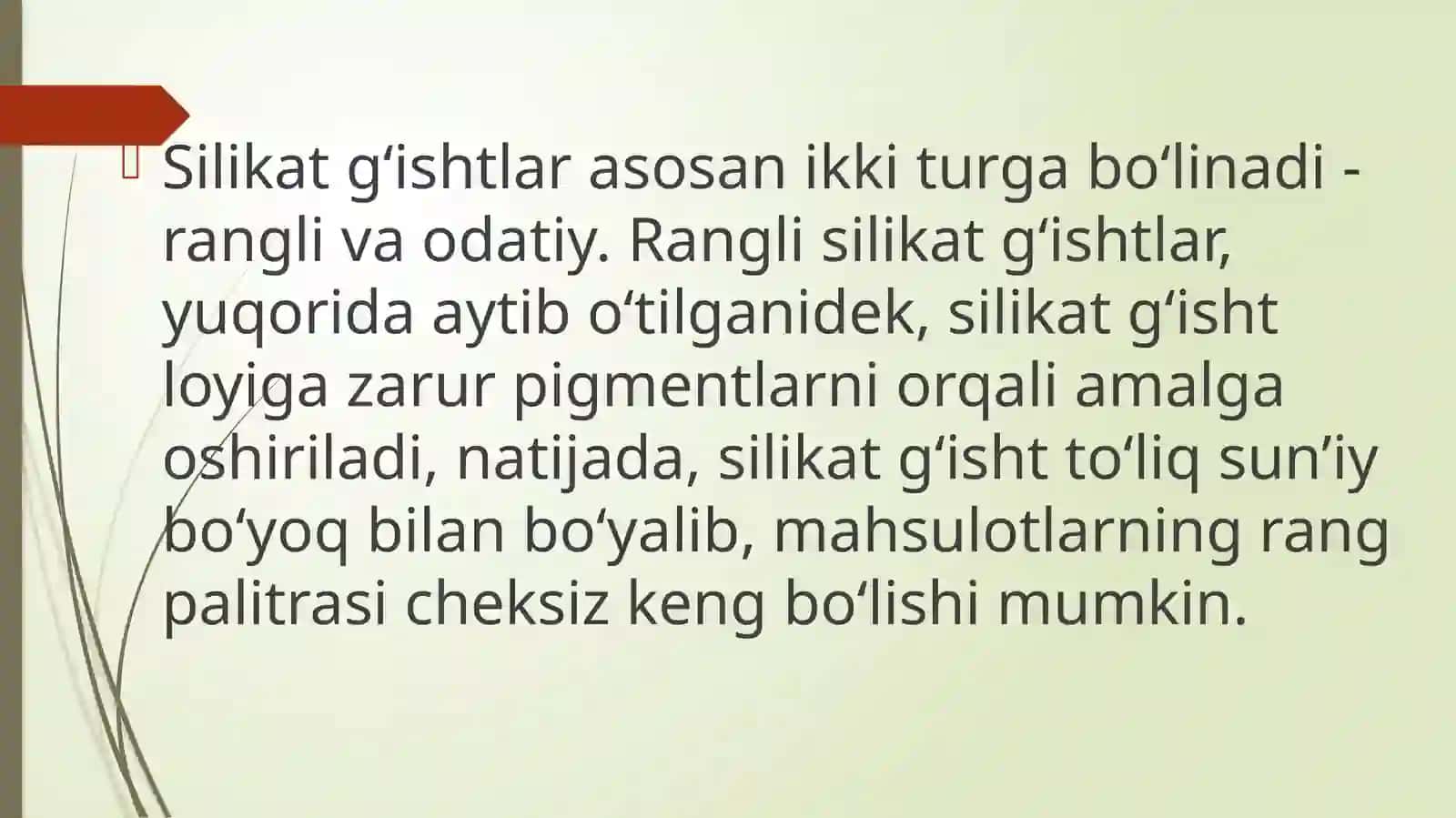 SILIKAT G'ISHTLARINI ISHLAB CHIQARISHDA OHAK-QUM ARALASHMASINI ZICHligi 4