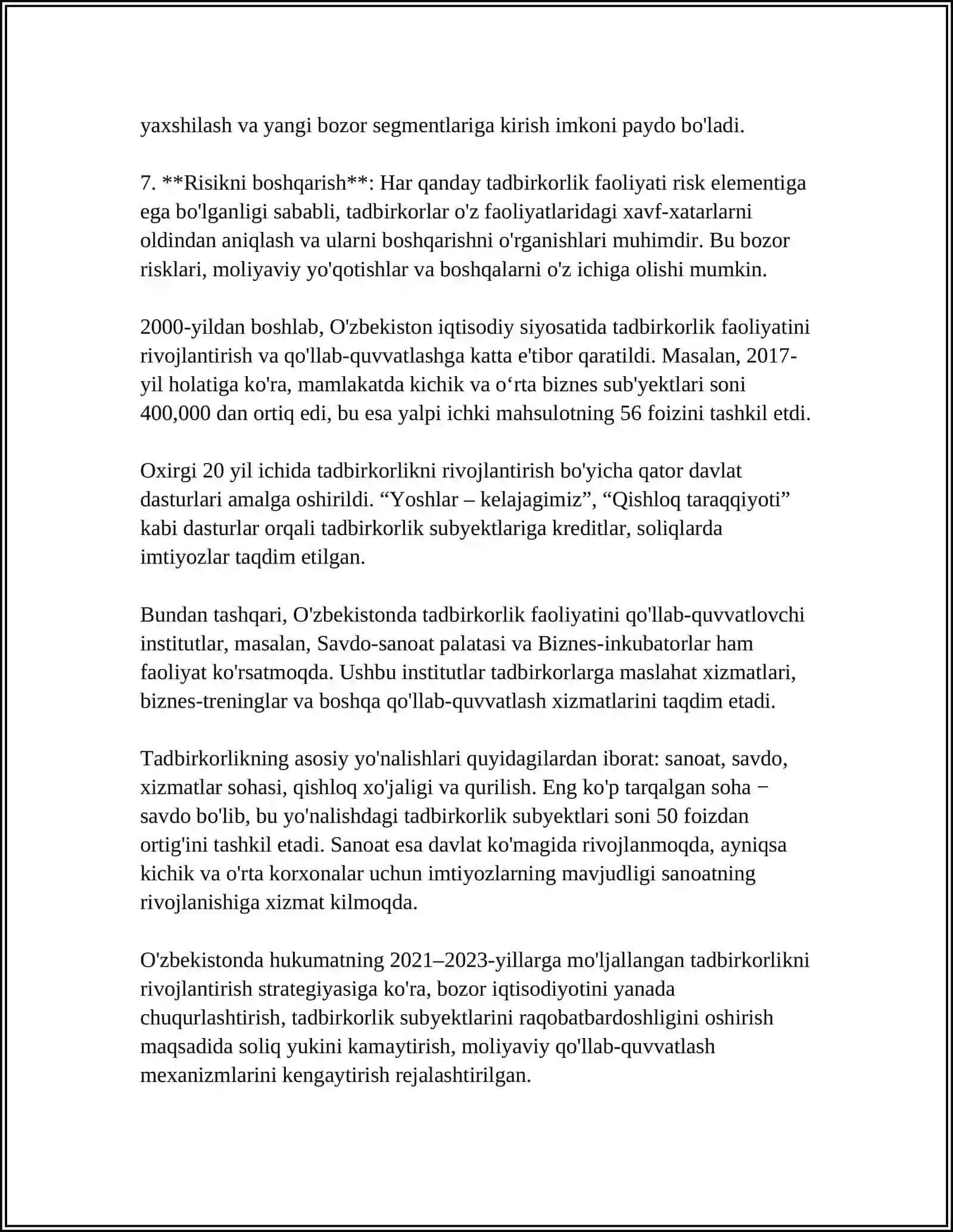 TADBIRKORLIK FAOLIYATI, UNING ASOSIY BELGILARI VA VAZIFALARI 4