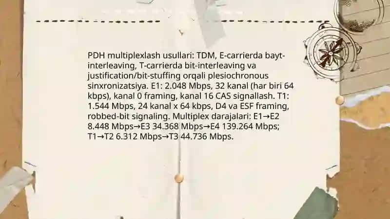 Transport tarmoqlarida qo'llaniladigan protokollar va texnologiyalar: PDH, SDH, SONET, DWDM 4