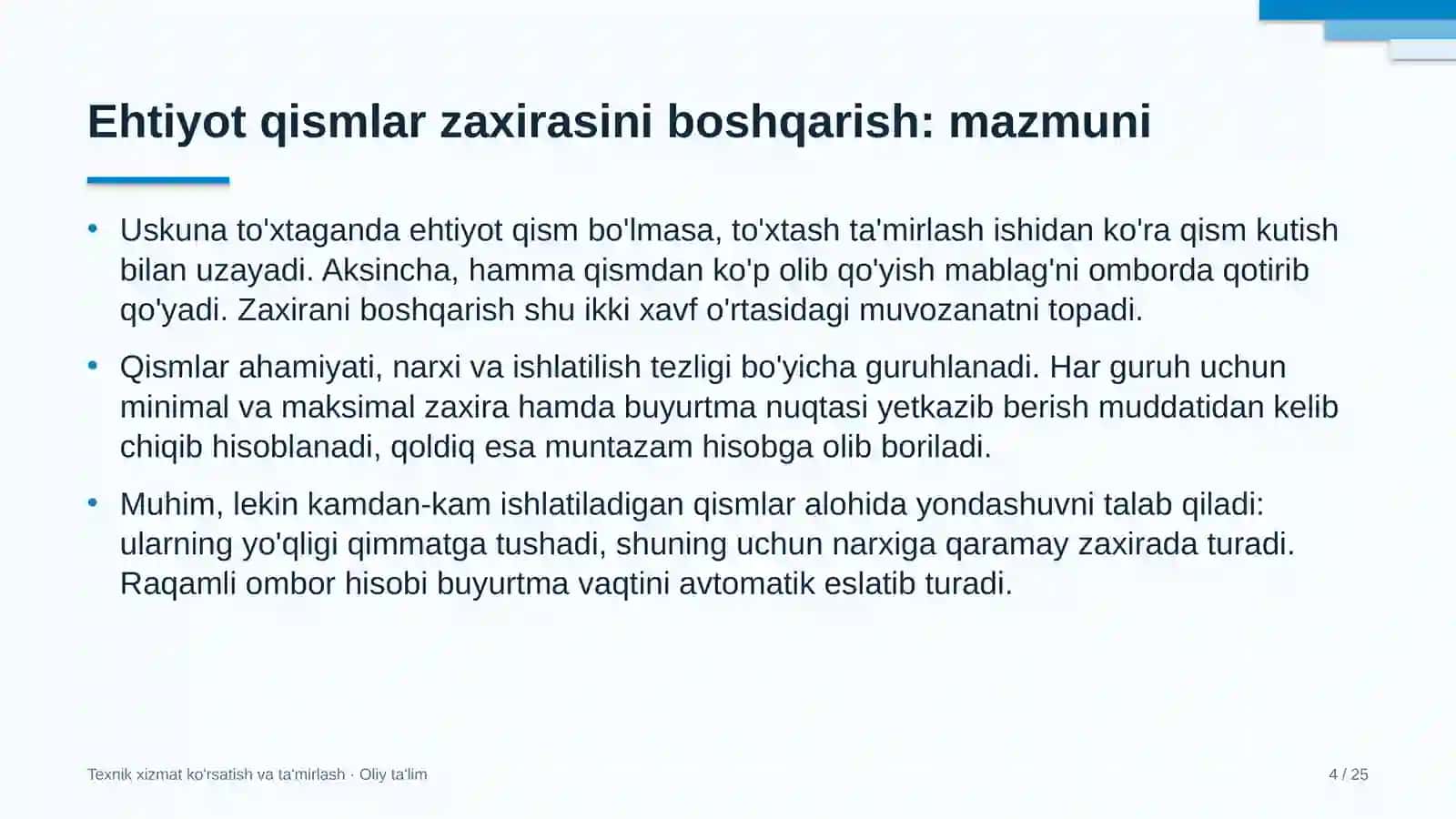 poyabzal do'konlarida ehtiyot qismlar zaxirasini boshqarish 4656 4