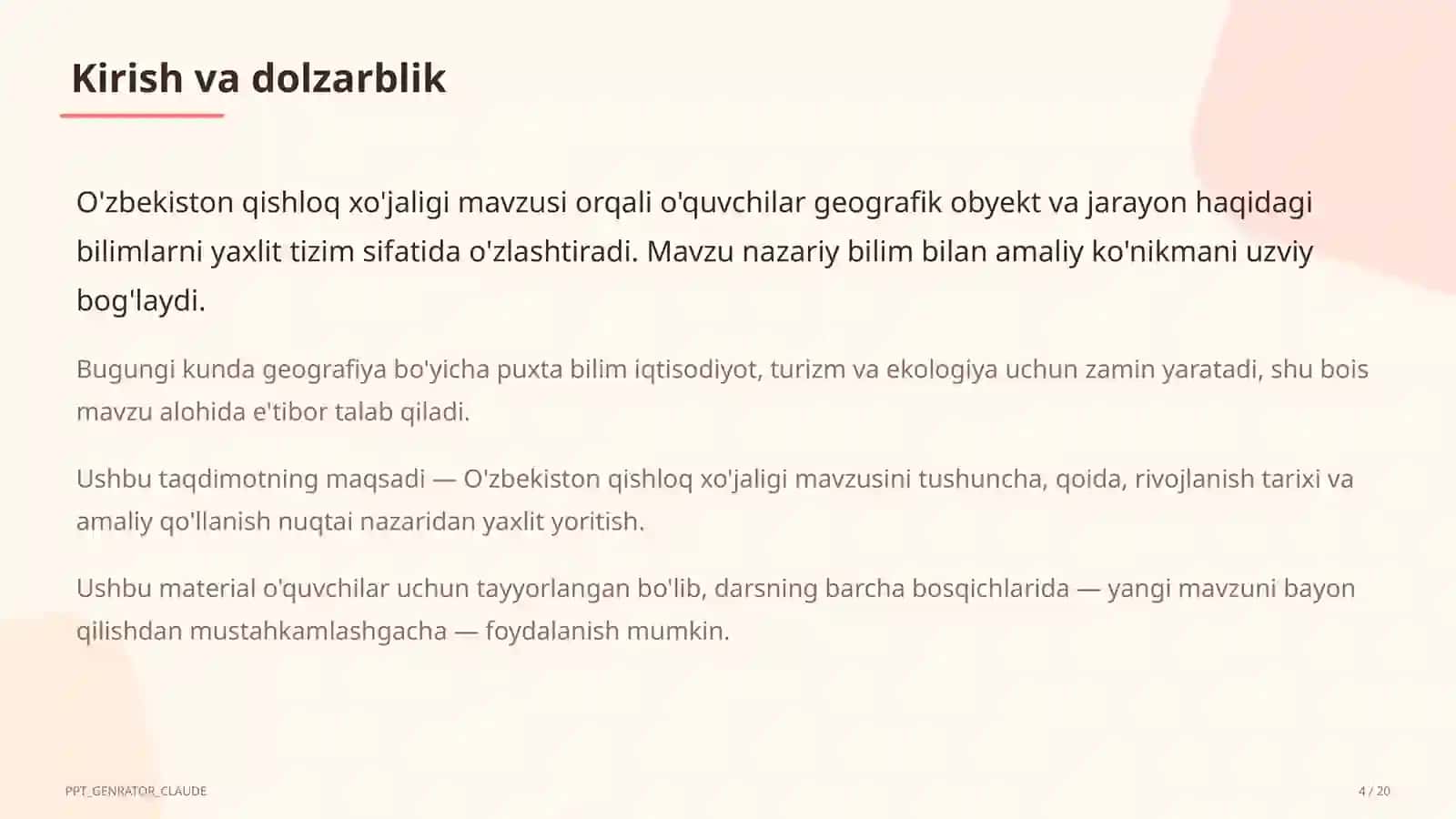 O'zbekiston qishloq xo'jaligi (9-sinf) 4